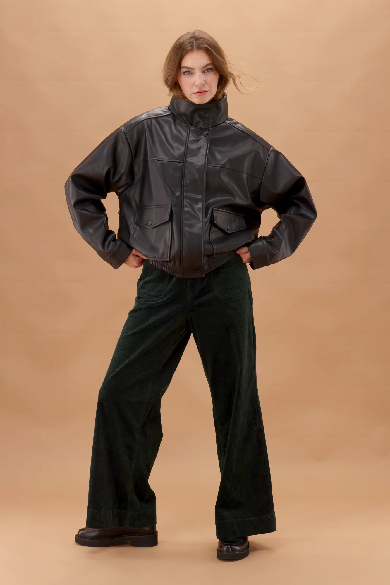 Shine On Label Sloan Corduroy Patch Pocket Jean Forest - Image 2
