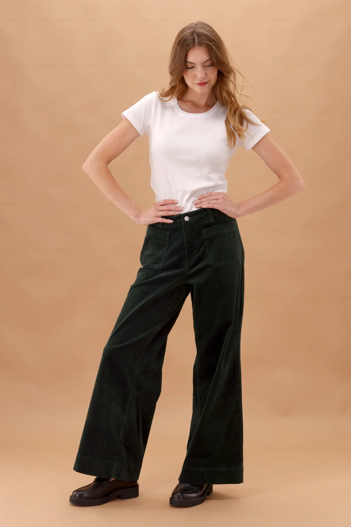 Shine On Label Sloan Corduroy Patch Pocket Jean Forest - Image 3