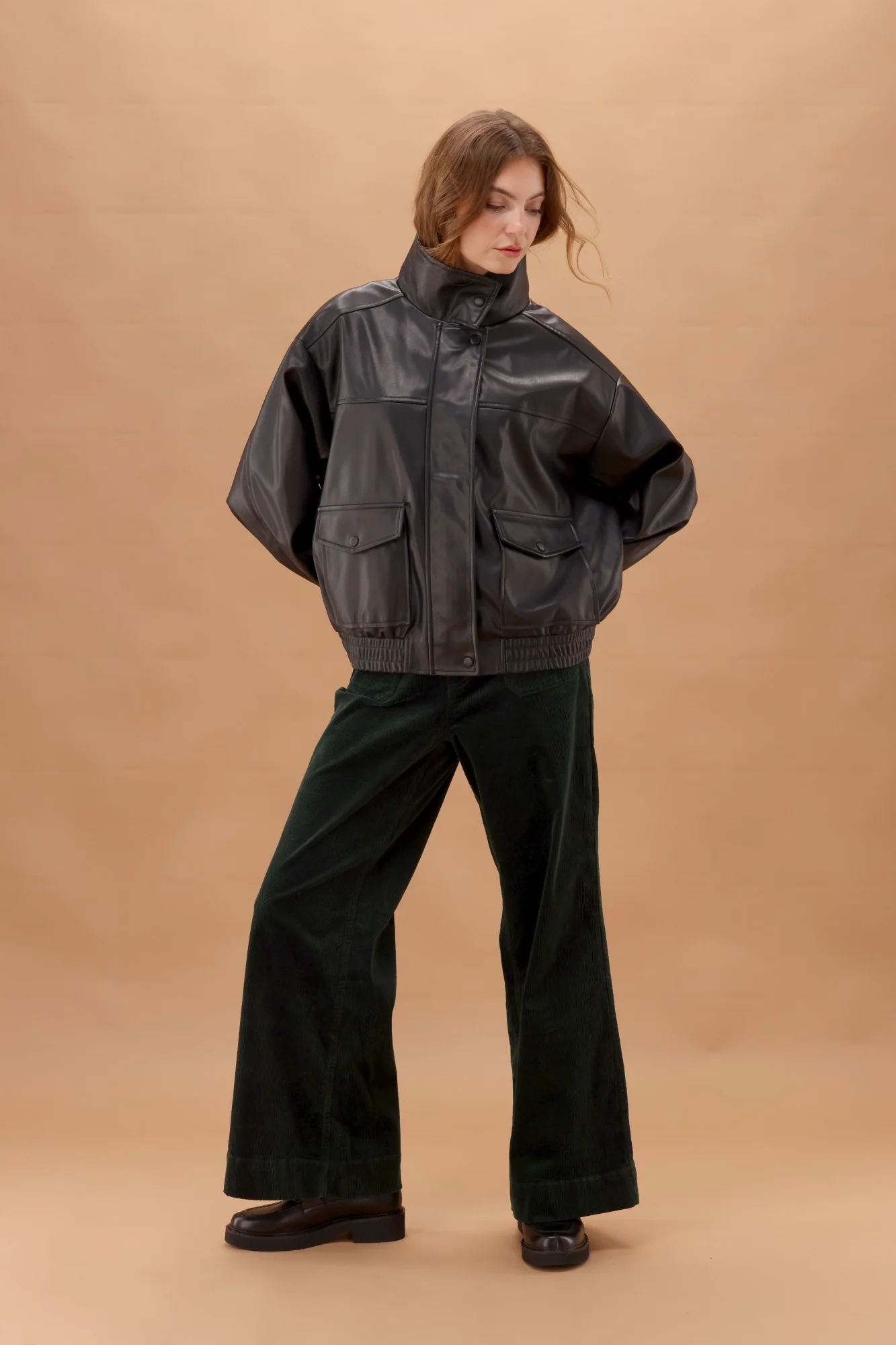 Shine On Label Sloan Corduroy Patch Pocket Jean Forest - Image 5