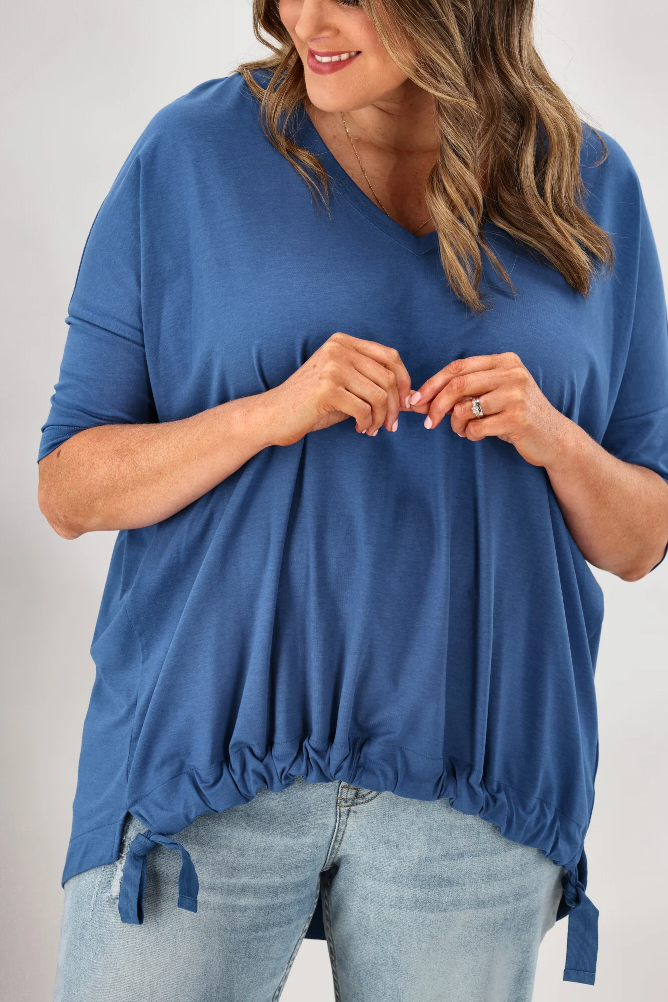 Shine On Label Soho Modal Drawstring Top Blue - Image 3