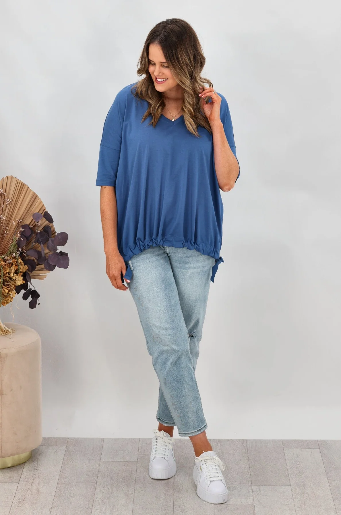 Shine On Label Soho Modal Drawstring Top Blue - Image 4