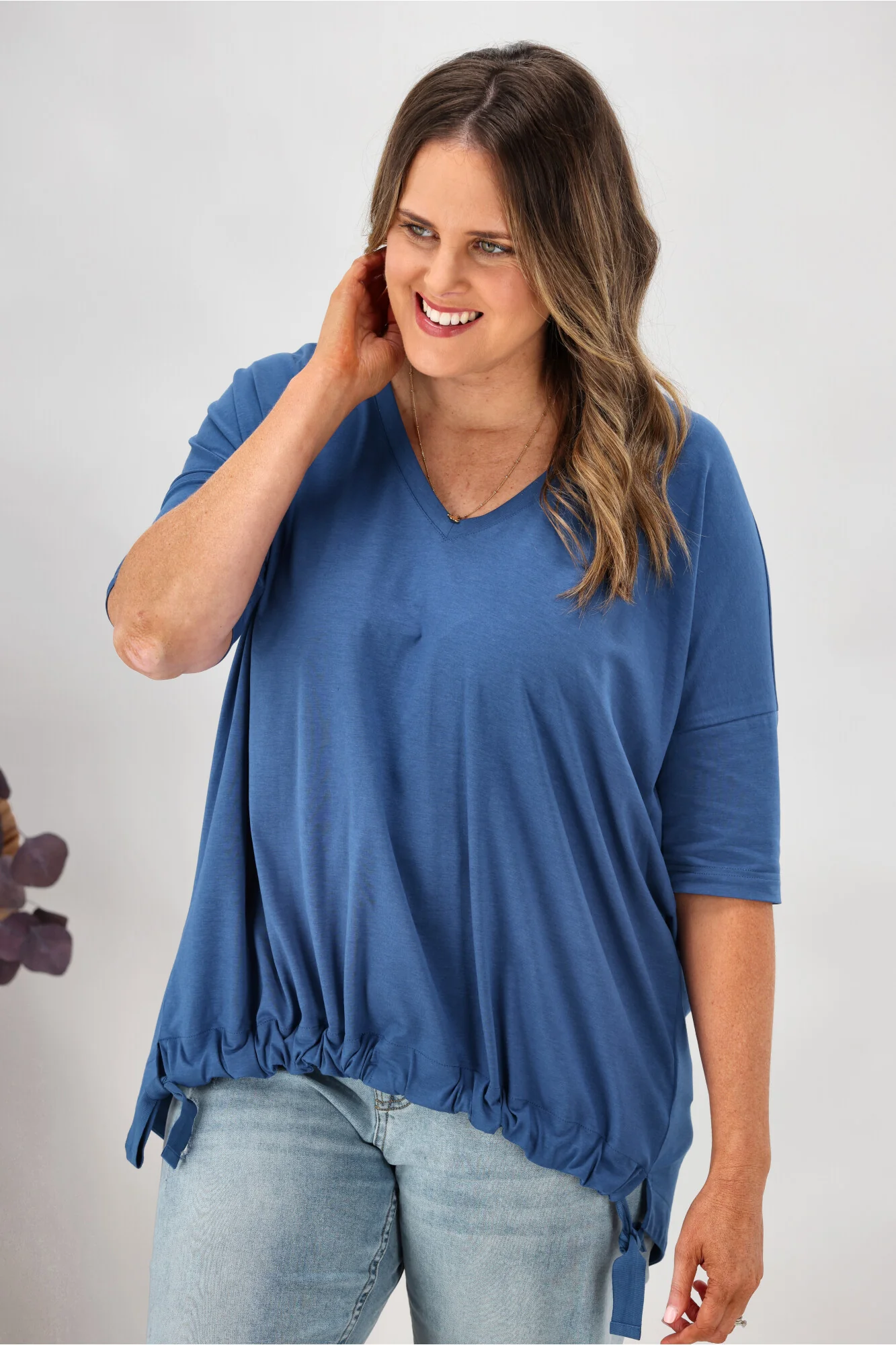 Shine On Label Soho Modal Drawstring Top Blue - Image 7