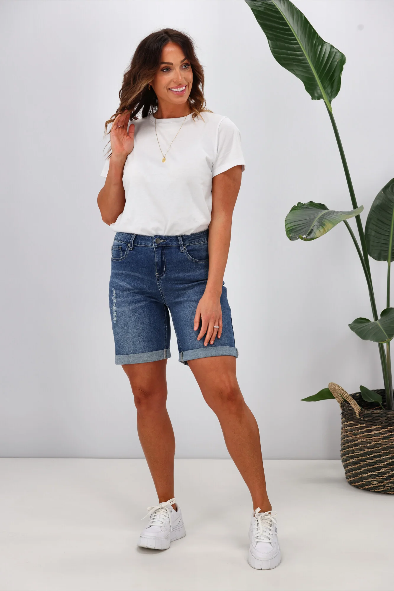 Shine On Label Boyfriend Shorts Indigo Blue - Image 4