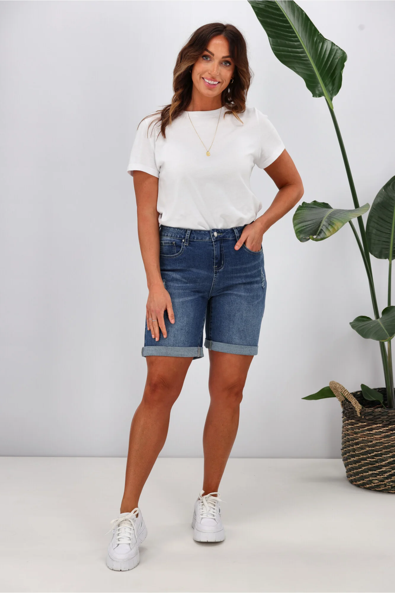 Shine On Label Boyfriend Shorts Indigo Blue - Image 6