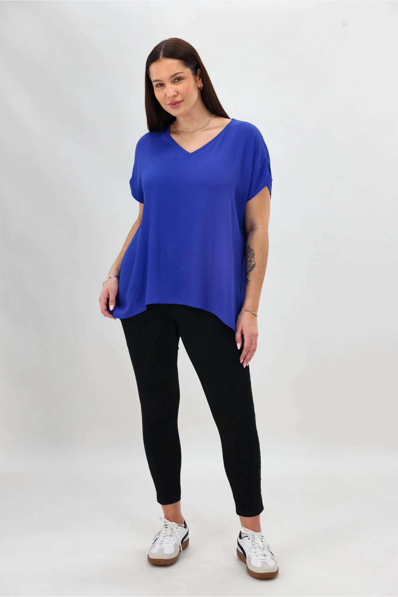 Shine On Label Summer Essential Drape V Neck Top Blue - Image 2
