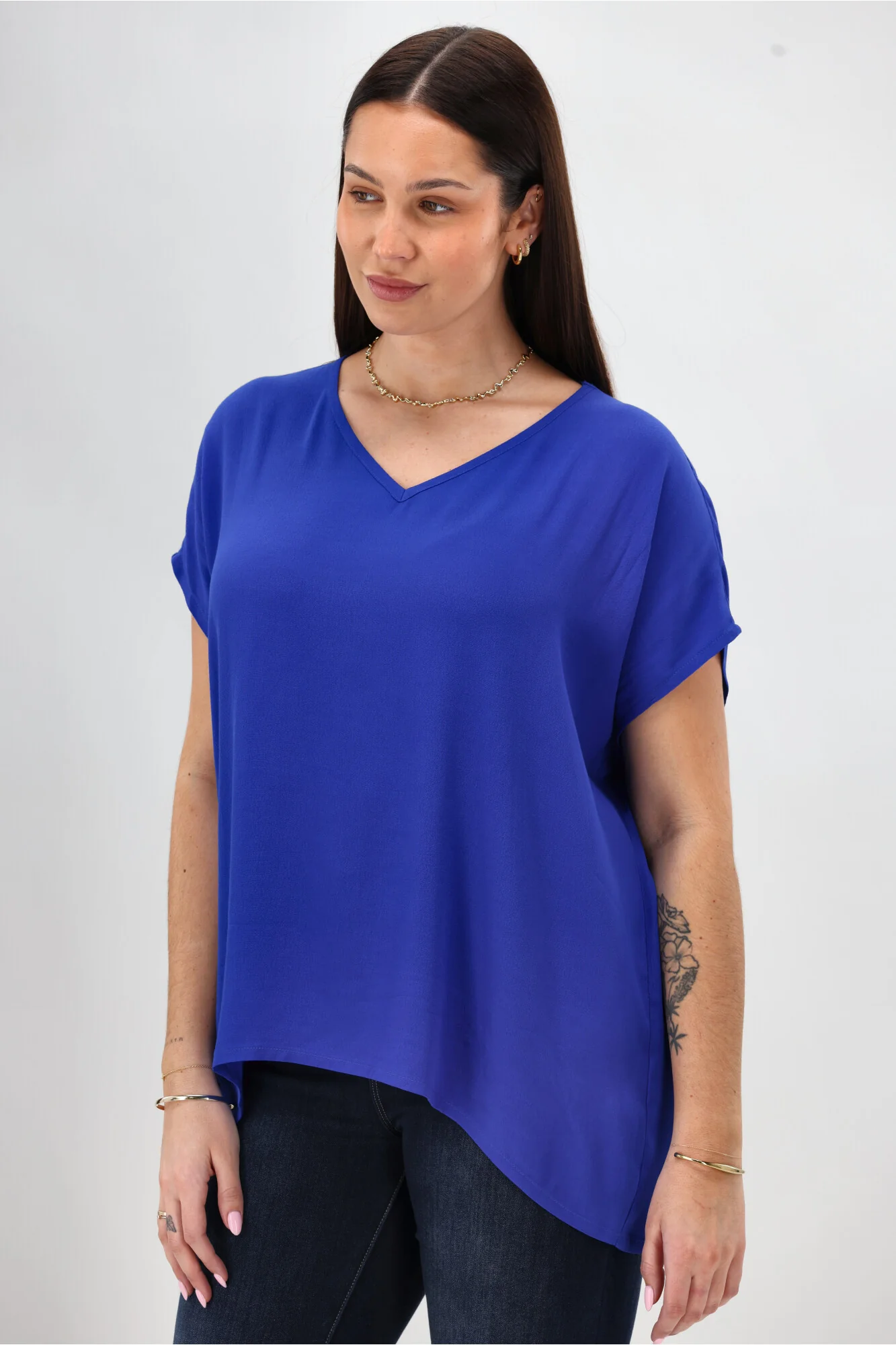 Shine On Label Summer Essential Drape V Neck Top Blue - Image 4