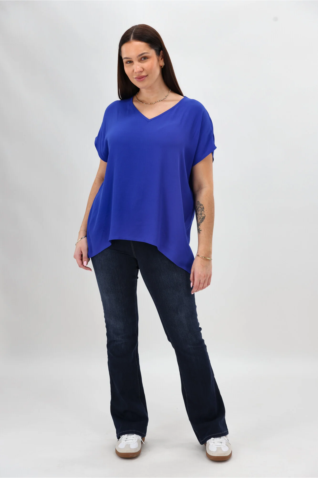 Shine On Label Summer Essential Drape V Neck Top Blue - Image 5