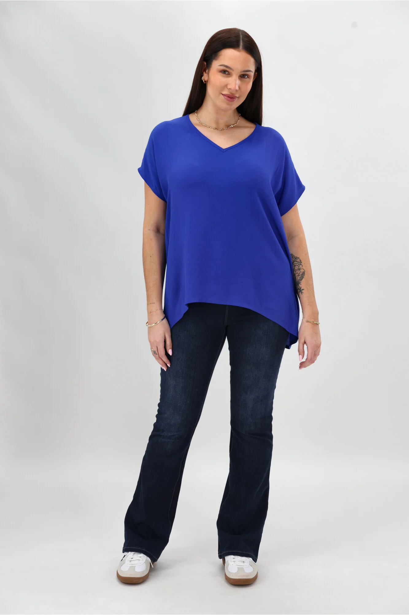 Shine On Label Summer Essential Drape V Neck Top Blue - Image 6