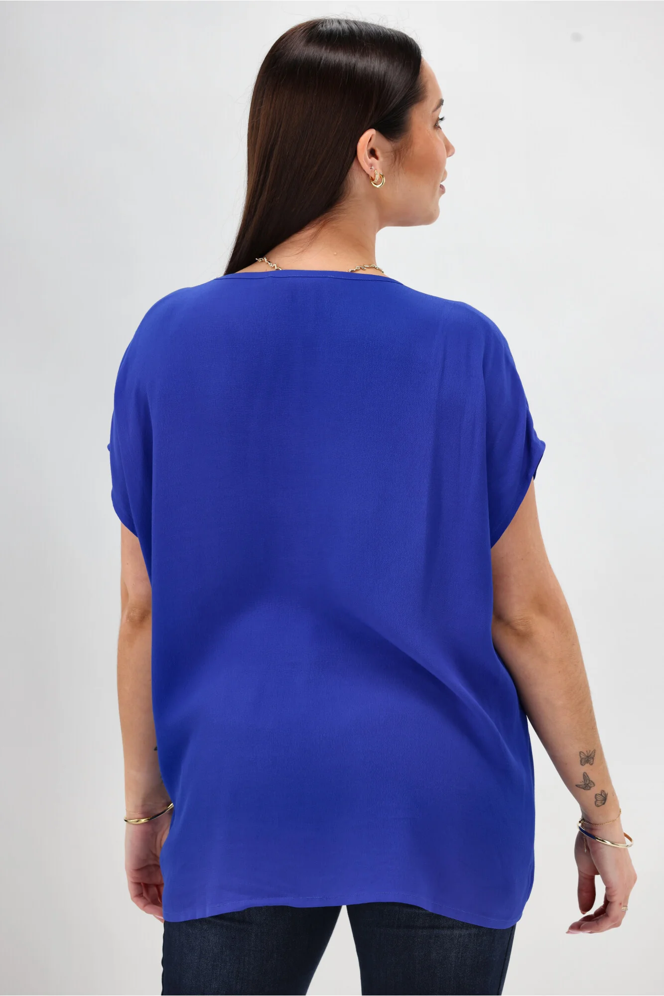 Shine On Label Summer Essential Drape V Neck Top Blue - Image 7