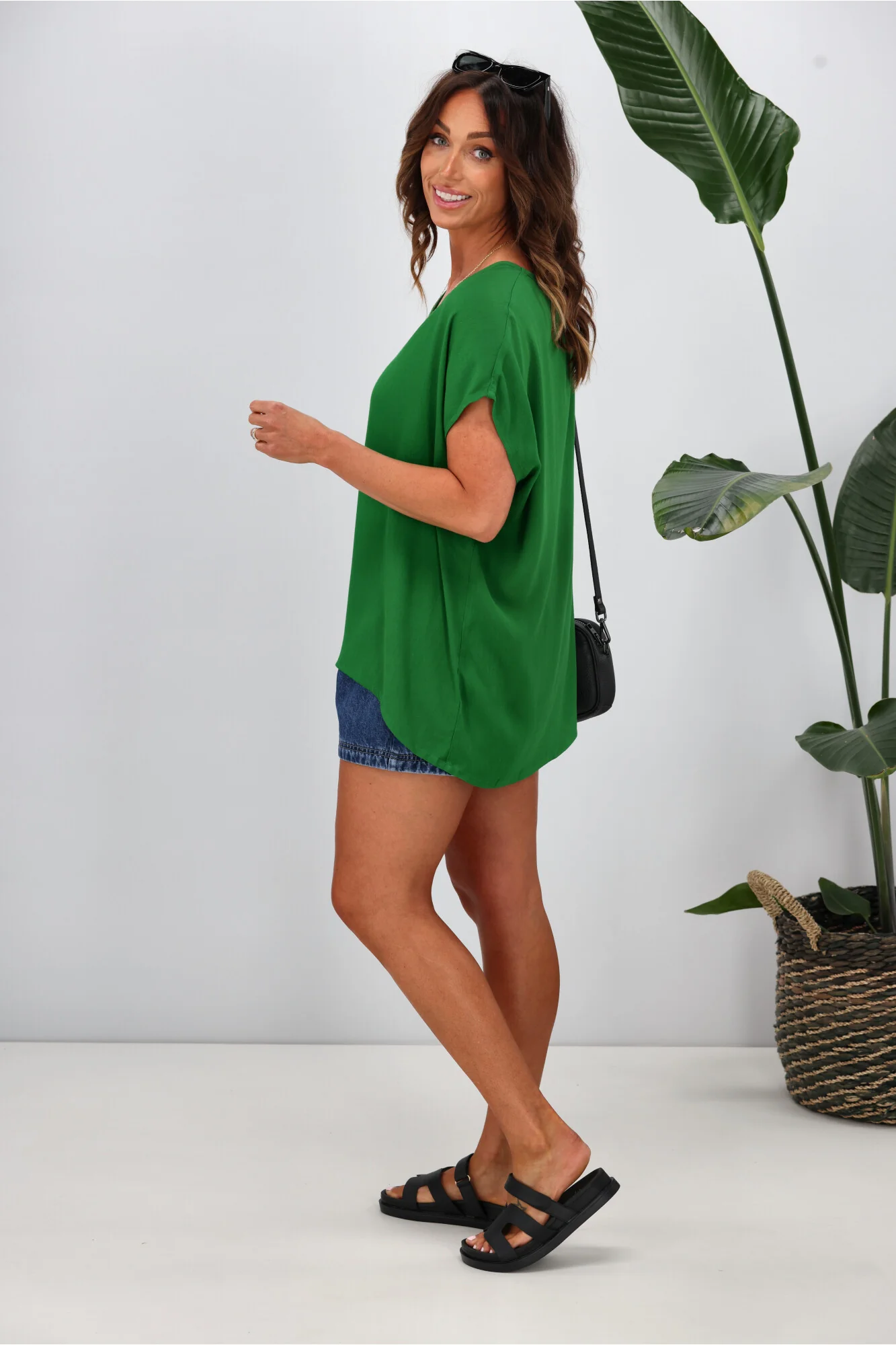 Shine On Label Summer Essential Drape V Neck Top Green - Image 5