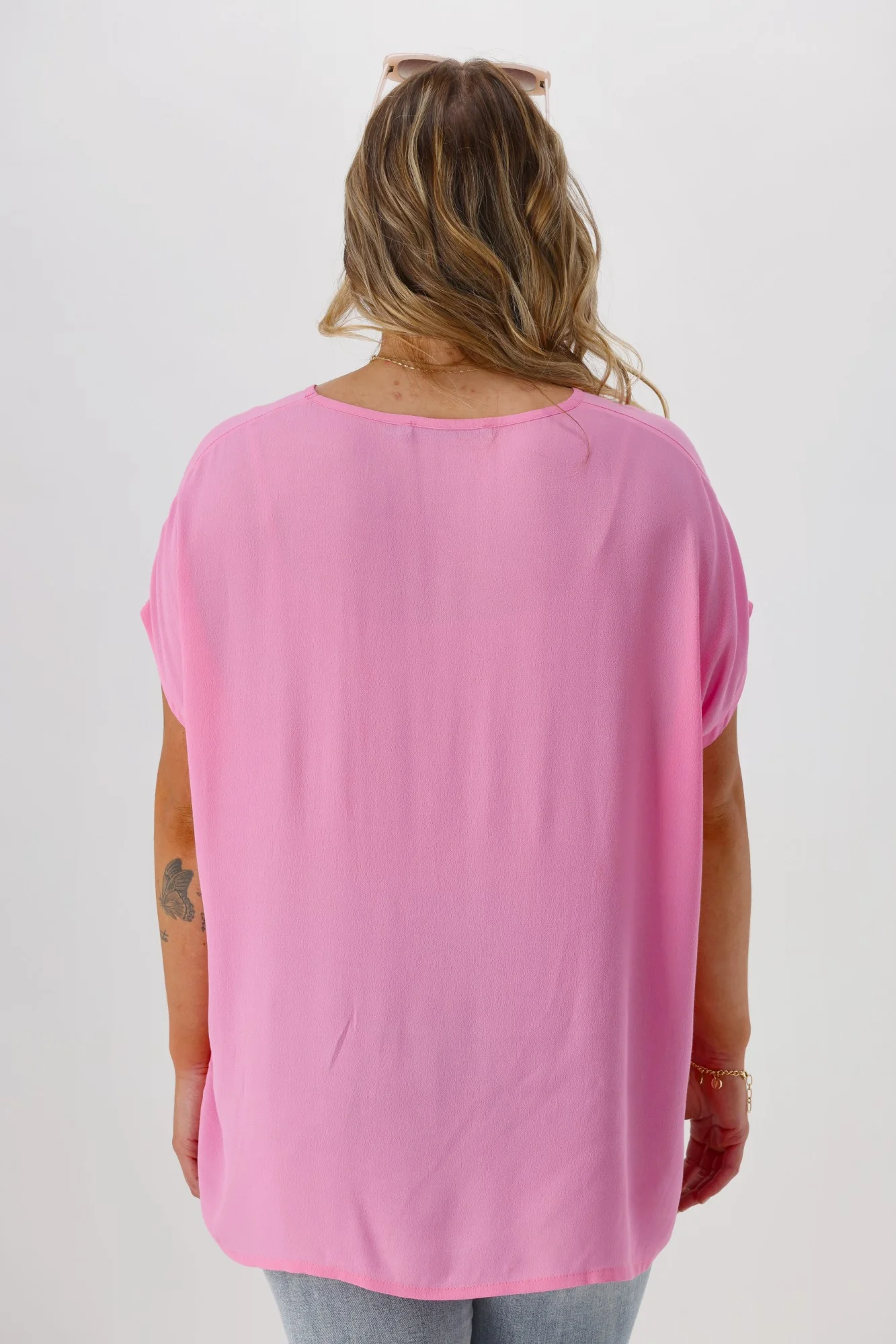 Shine On Label Summer Essential Drape V Neck Top Pale Pink - Image 6