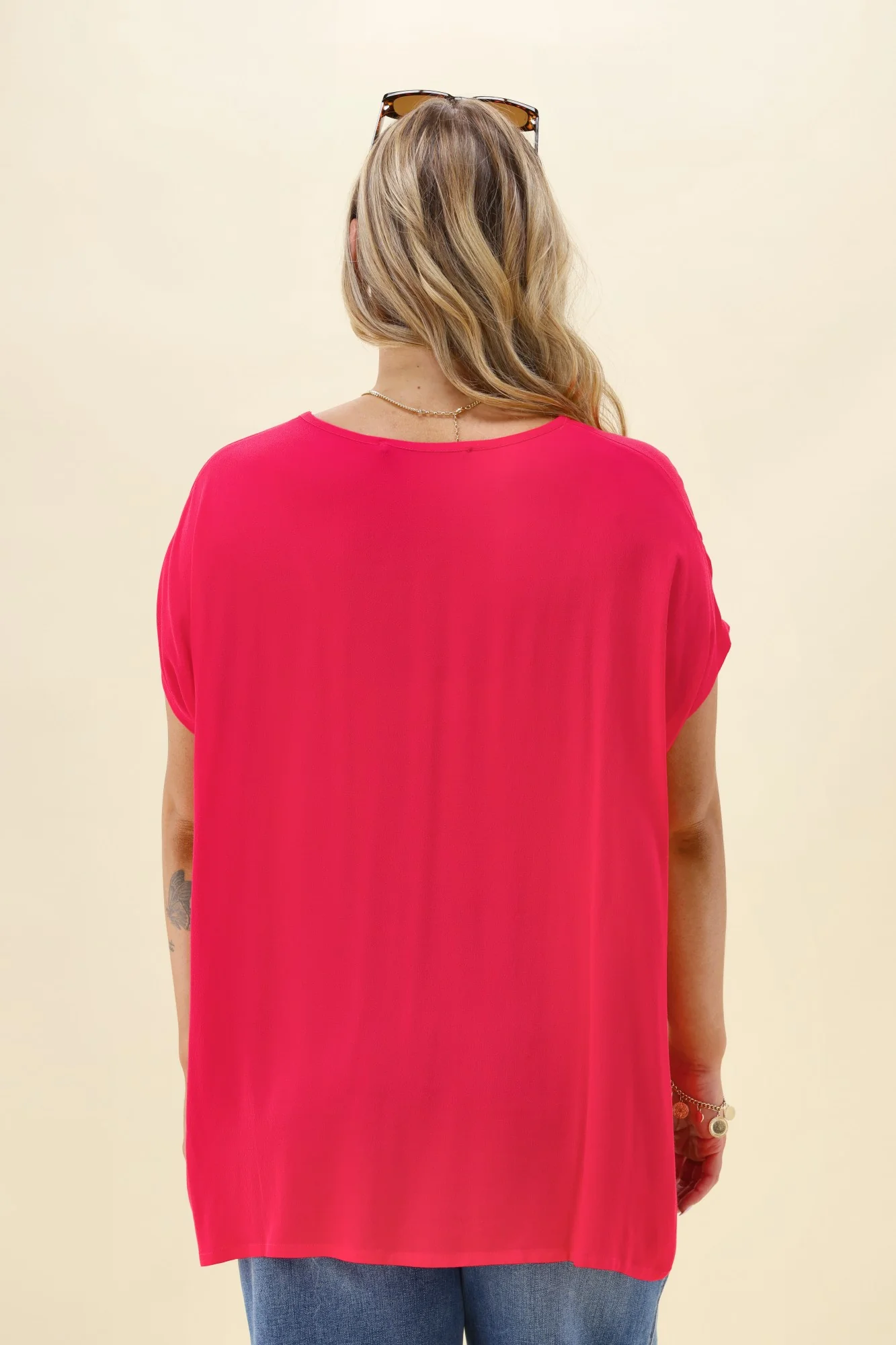 Shine On Label Summer Essential Drape V Neck Top Pink - Image 6