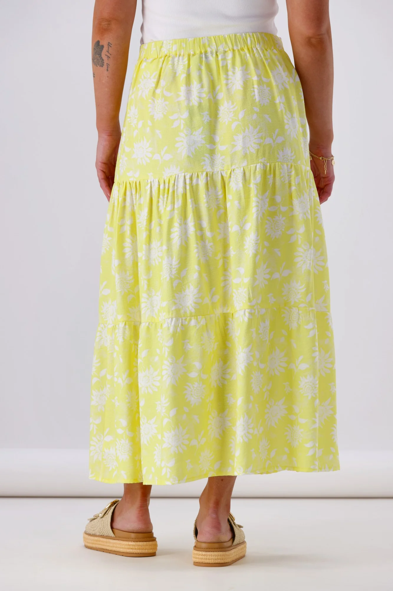 Shine On Label Sunflower Skirt Yellow White Floral - Image 7