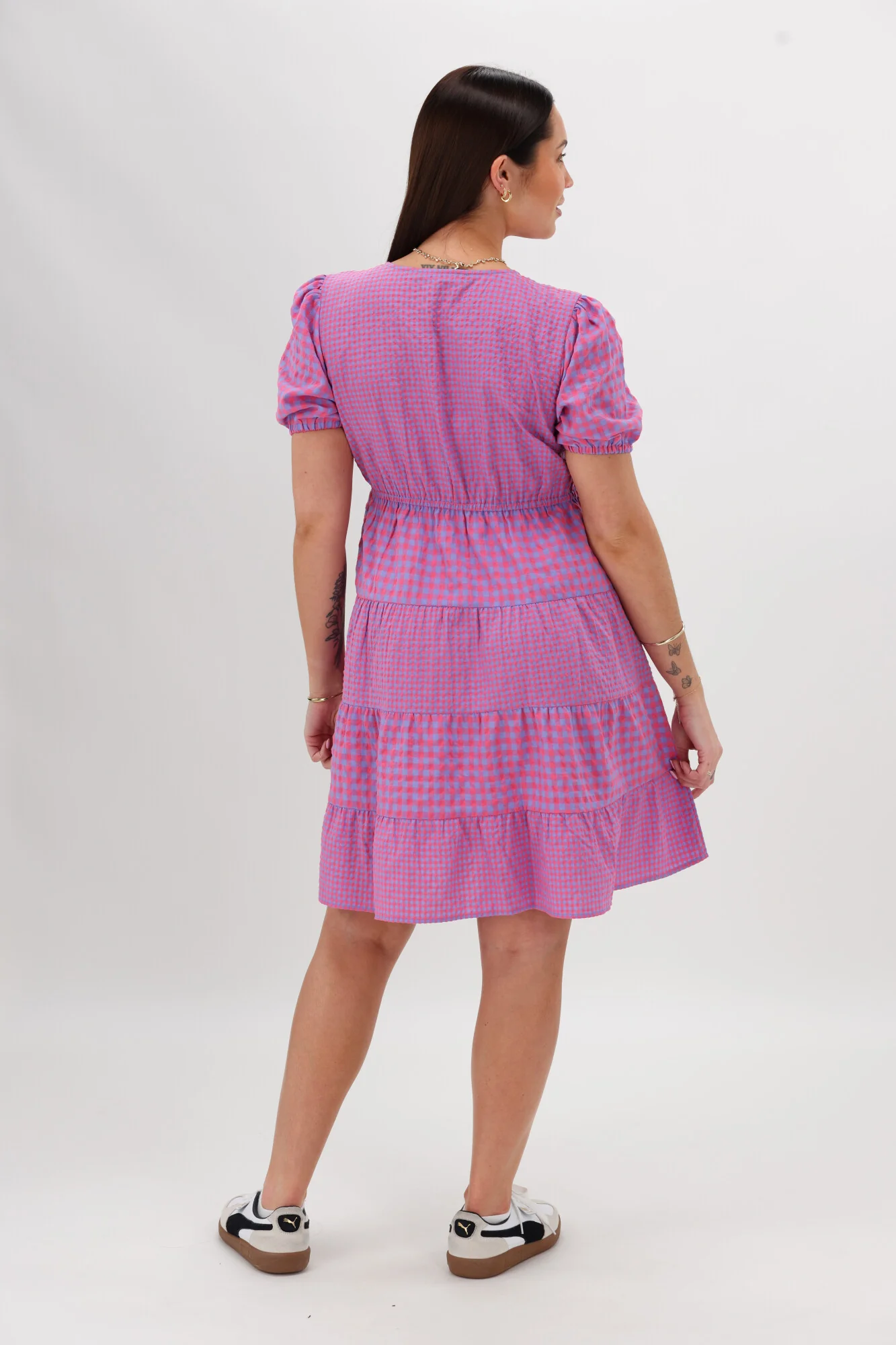 Shine On Label Sussex Tiered Dress Bright Pink Blue - Image 7