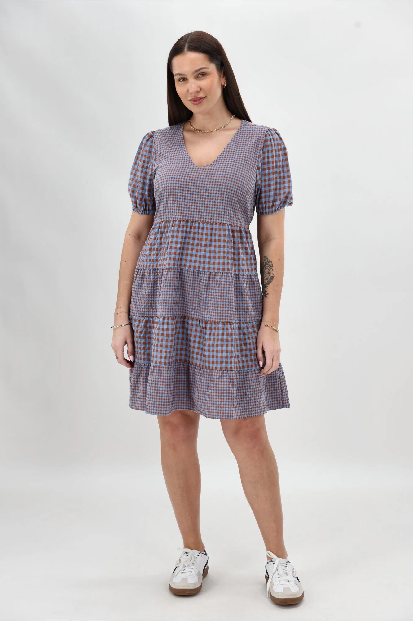 Shine On Label Sussex Tiered Dress Chocolate Blue - Image 2