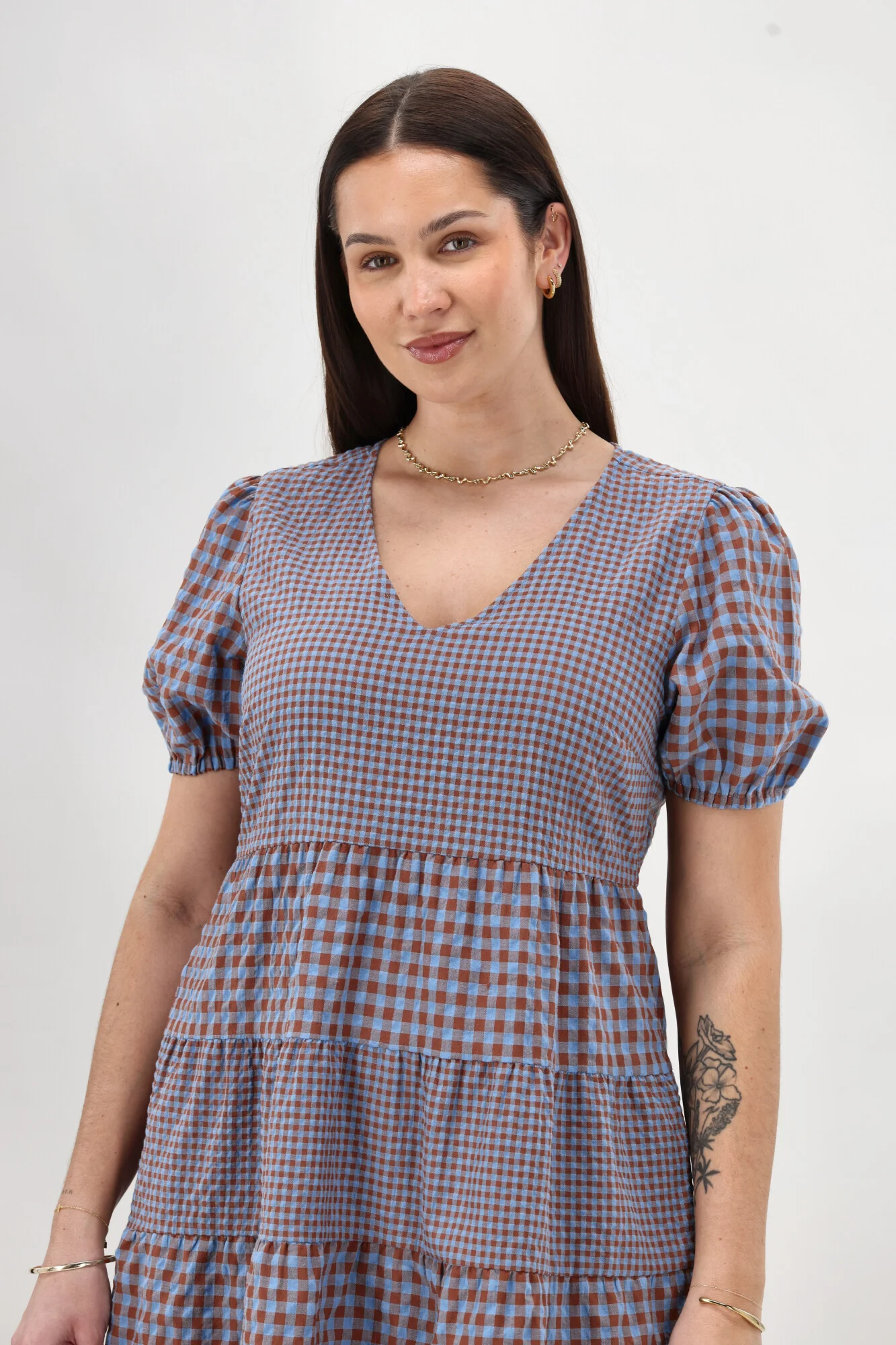 Shine On Label Sussex Tiered Dress Chocolate Blue - Image 3