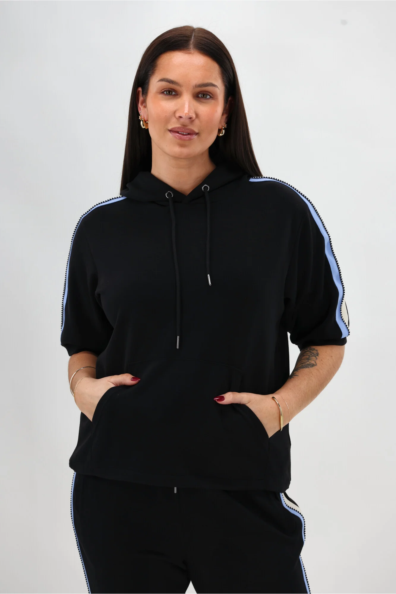Shine On Label Sutton Track Hoodie Black
