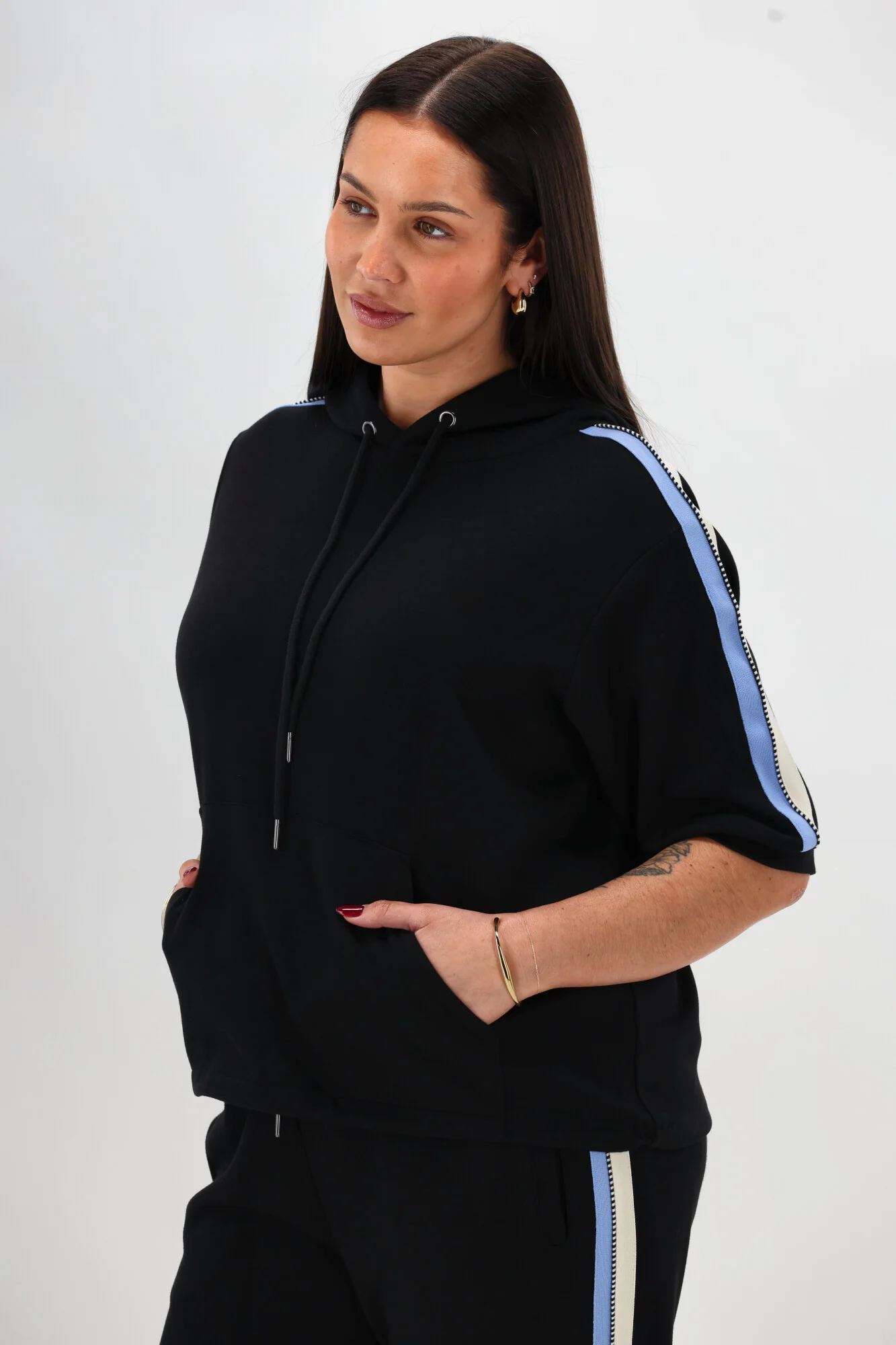 Shine On Label Sutton Track Hoodie Black - Image 3