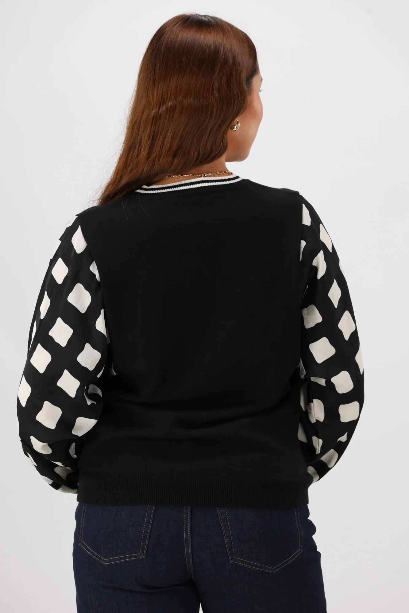 Shine On Label Talina Knit Top With Woven Sleeve Black - Image 7