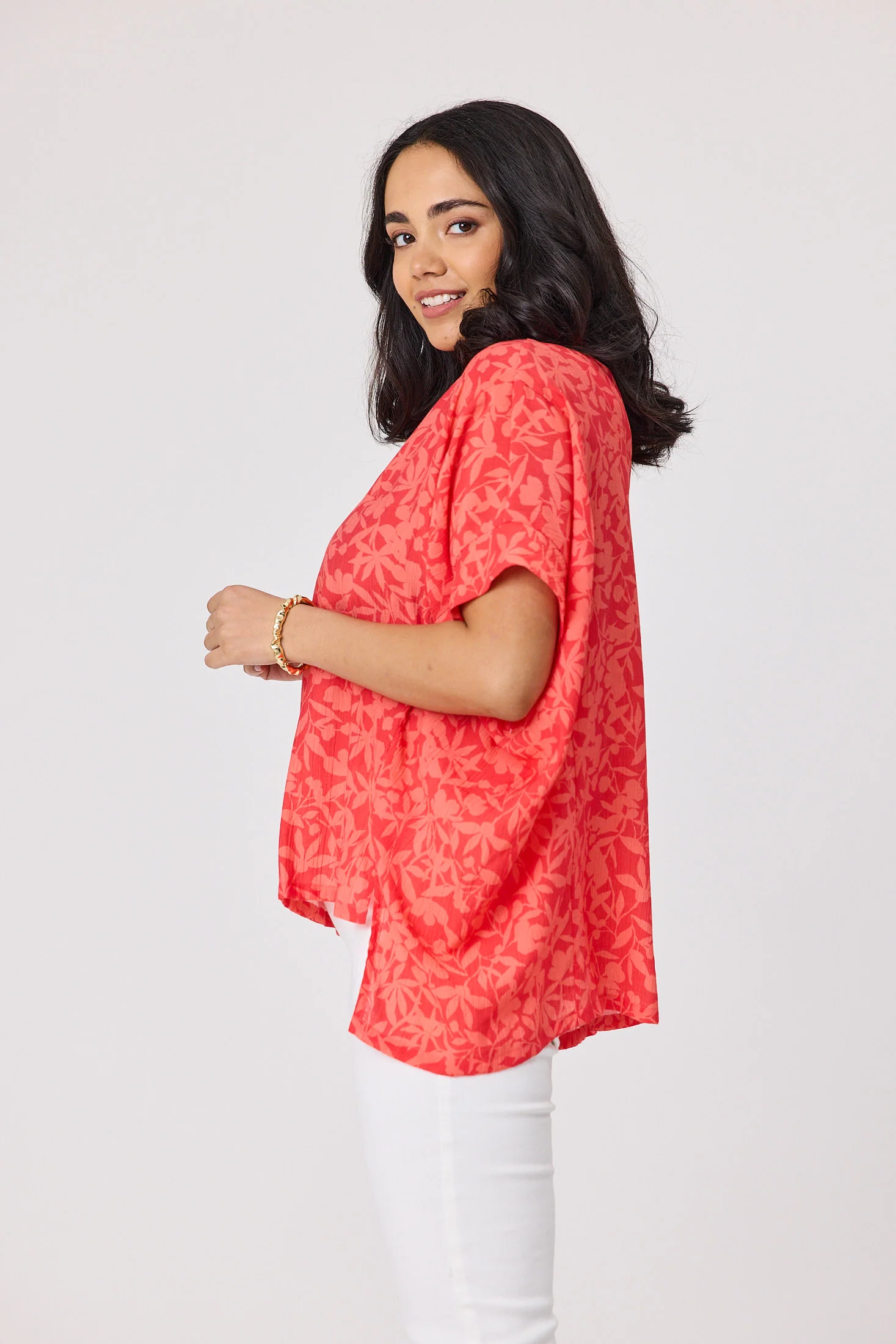 Shine On Label Teresa Top Coral Print - Image 2
