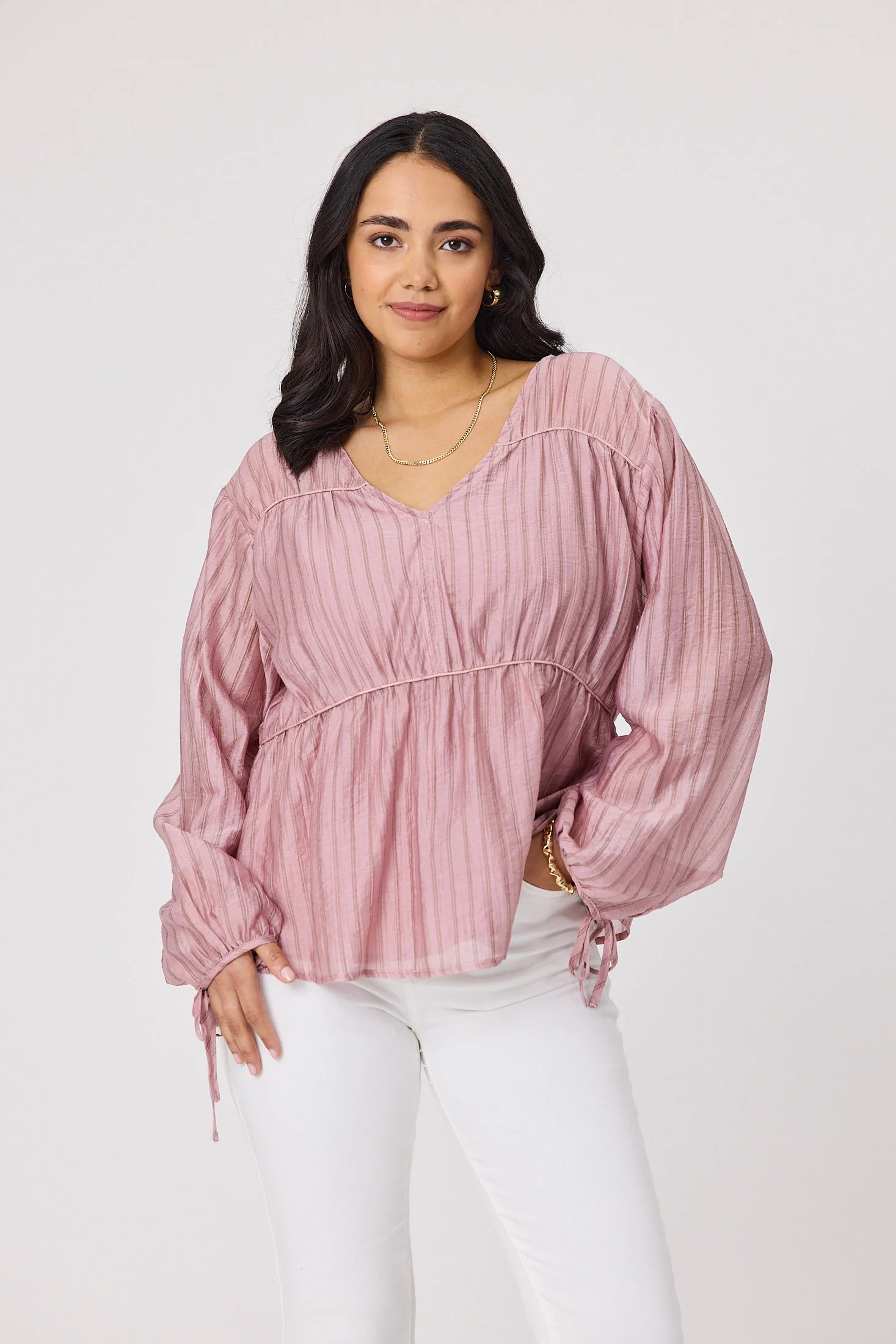 Shine On Label Tia Top Pink Chocolate Stripe