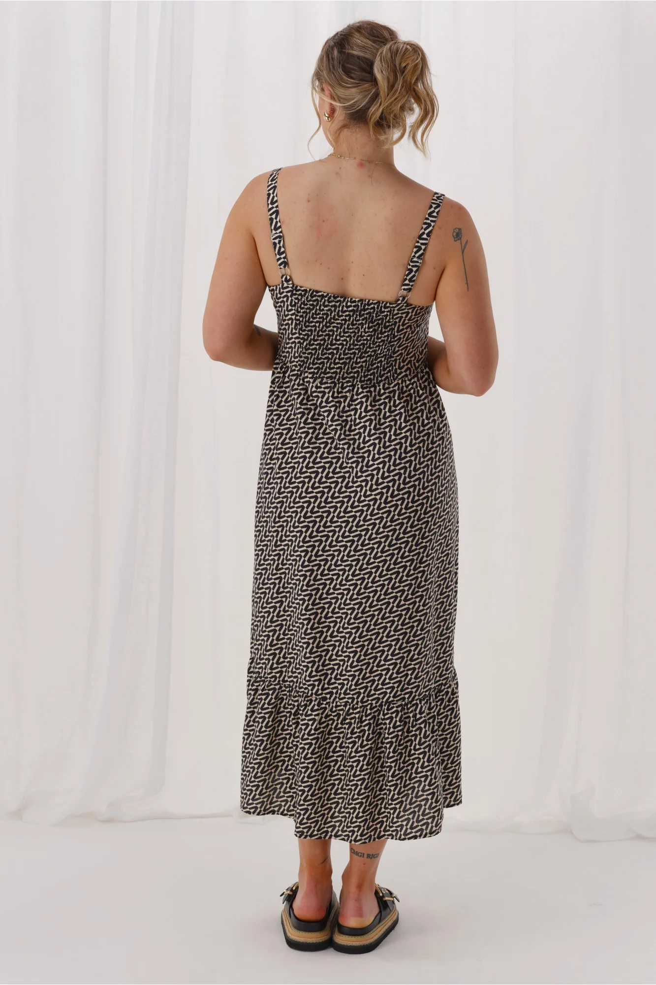 Shine On Label Trellis Sundress Black Natural Geo - Image 7
