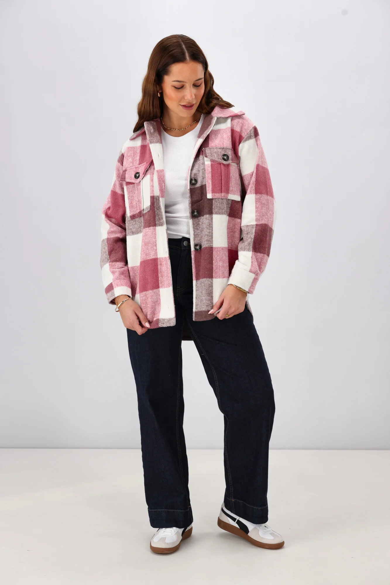 Shine On Label Treyton Checked Shacket Raspberry - Image 5