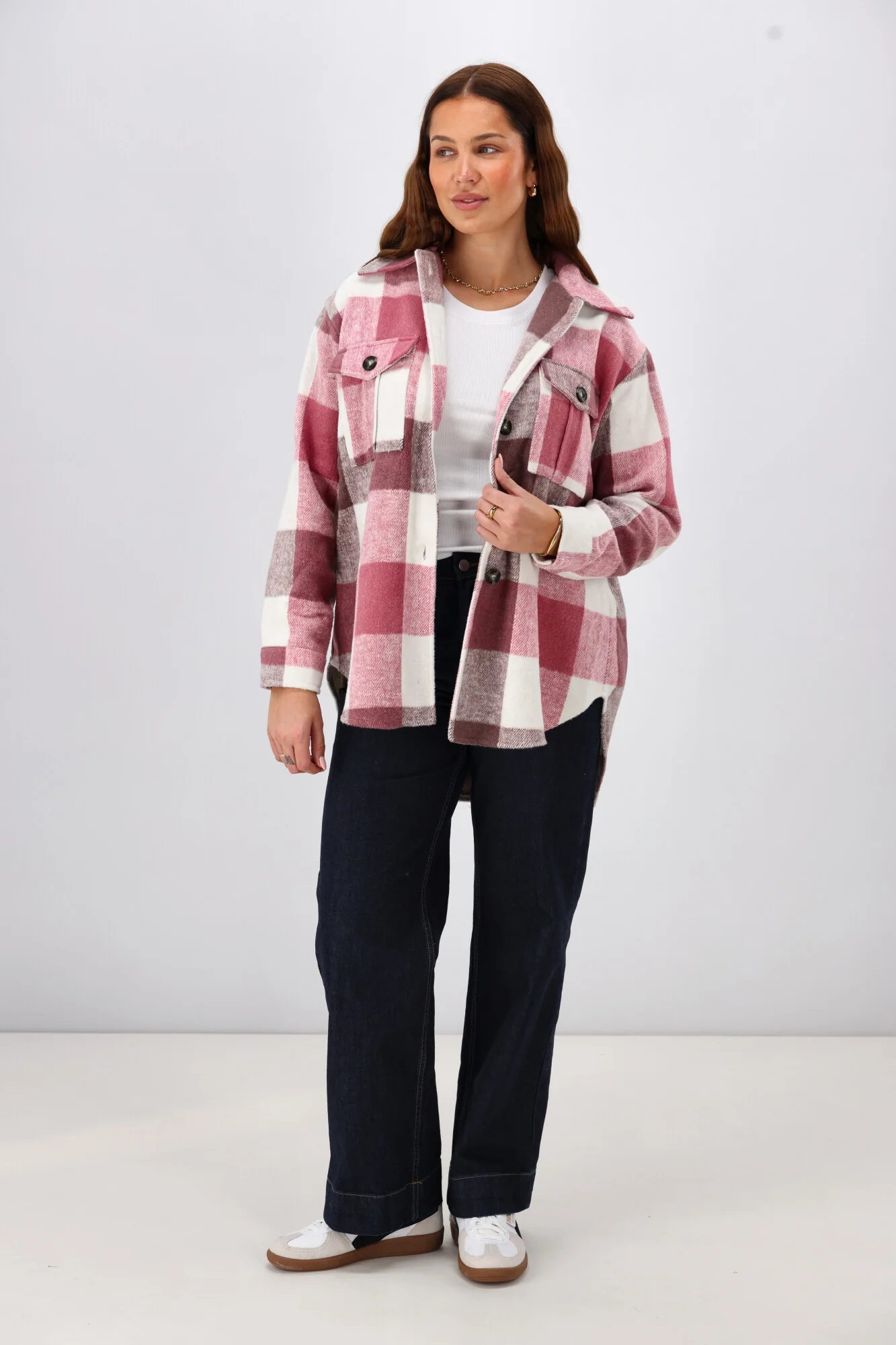 Shine On Label Treyton Checked Shacket Raspberry - Image 6