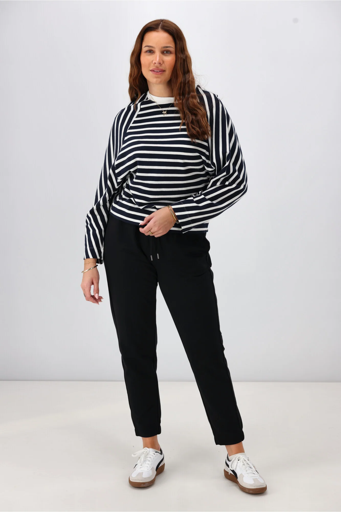 Shine On Label Tyra Stripe Raglan Top Midnight Ivory - Image 3