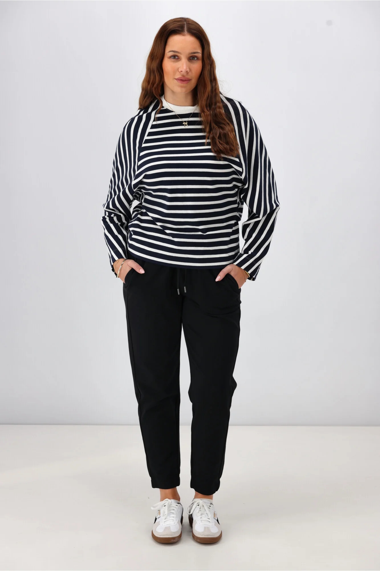 Shine On Label Tyra Stripe Raglan Top Midnight Ivory - Image 5