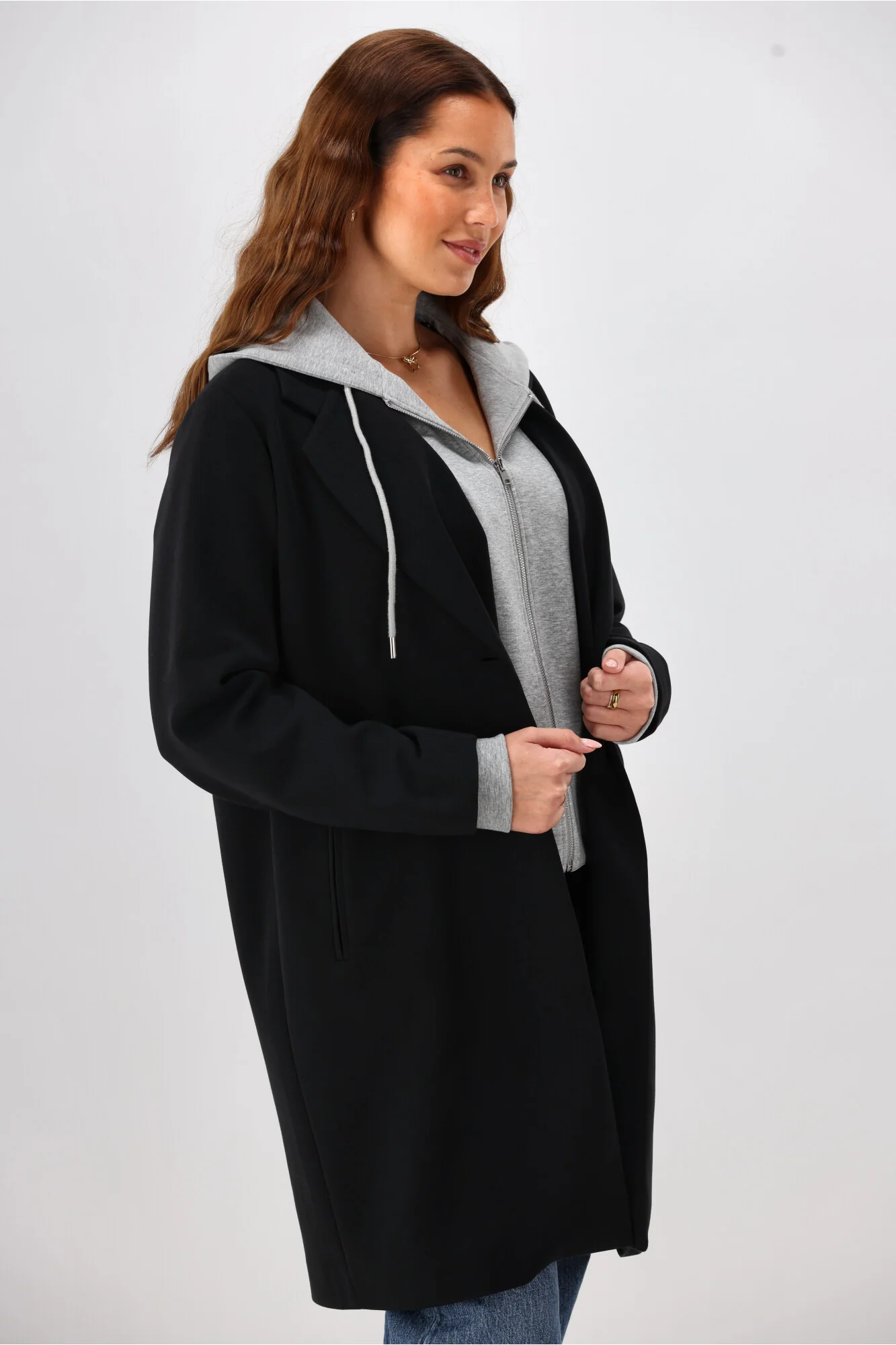 Shine On Label Unity Jacket with Detachable Hood & Zip Insert Black with Grey - Image 5