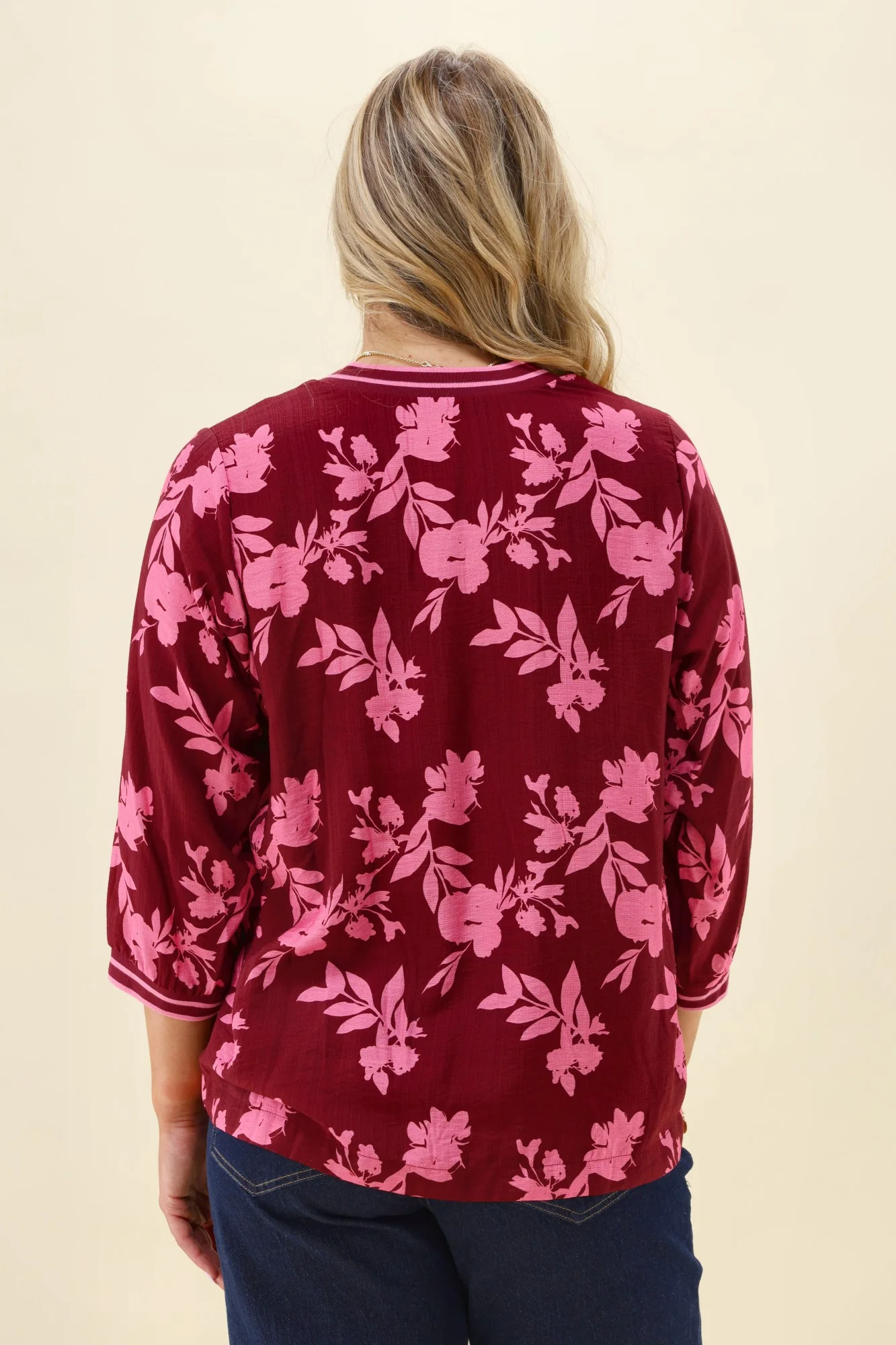 Shine On Label Venetia Top Wine Pink Floral - Image 8