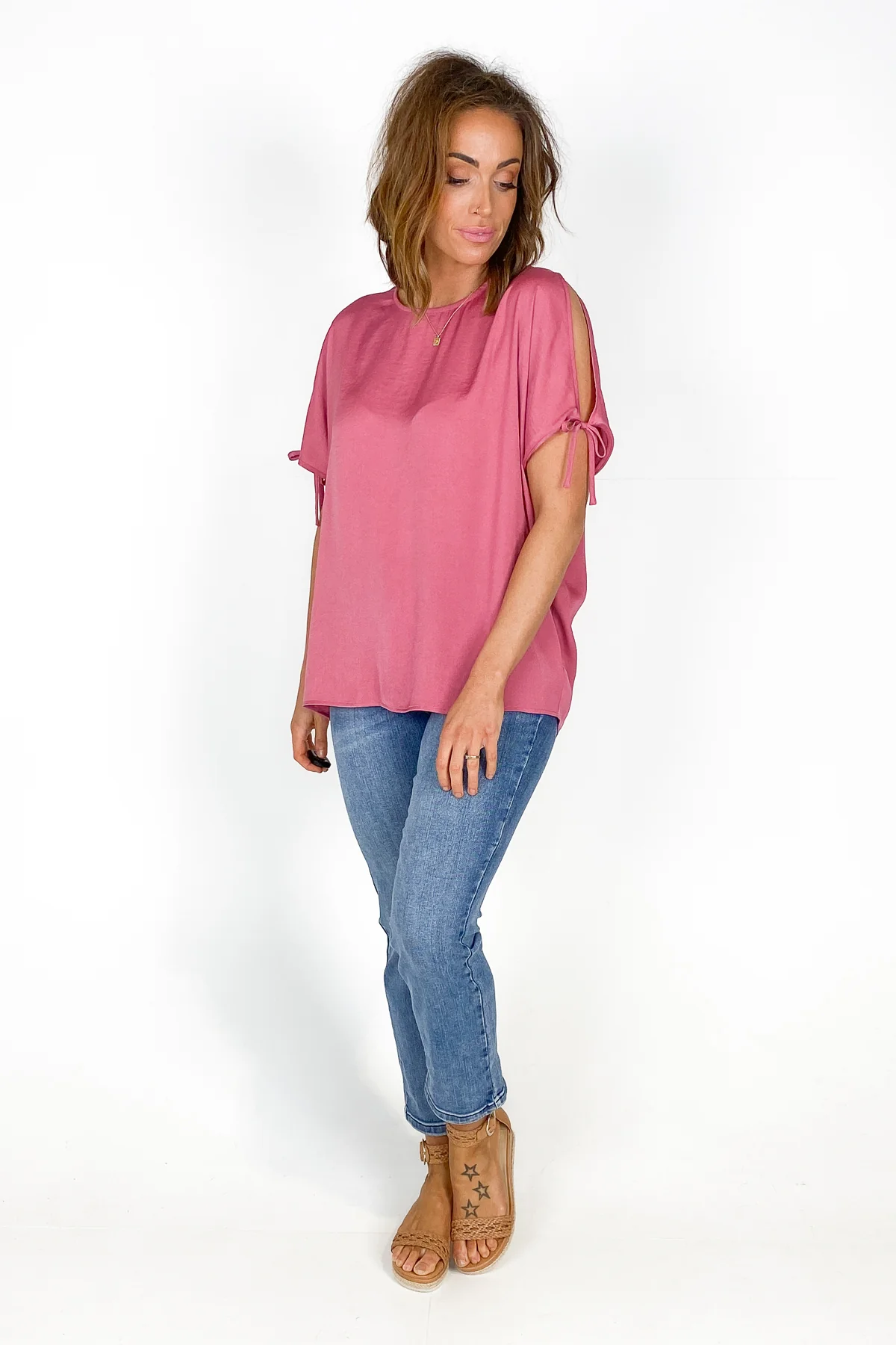 Shine On Label Willow Cold Shoulder Top Rose Pink - Image 5