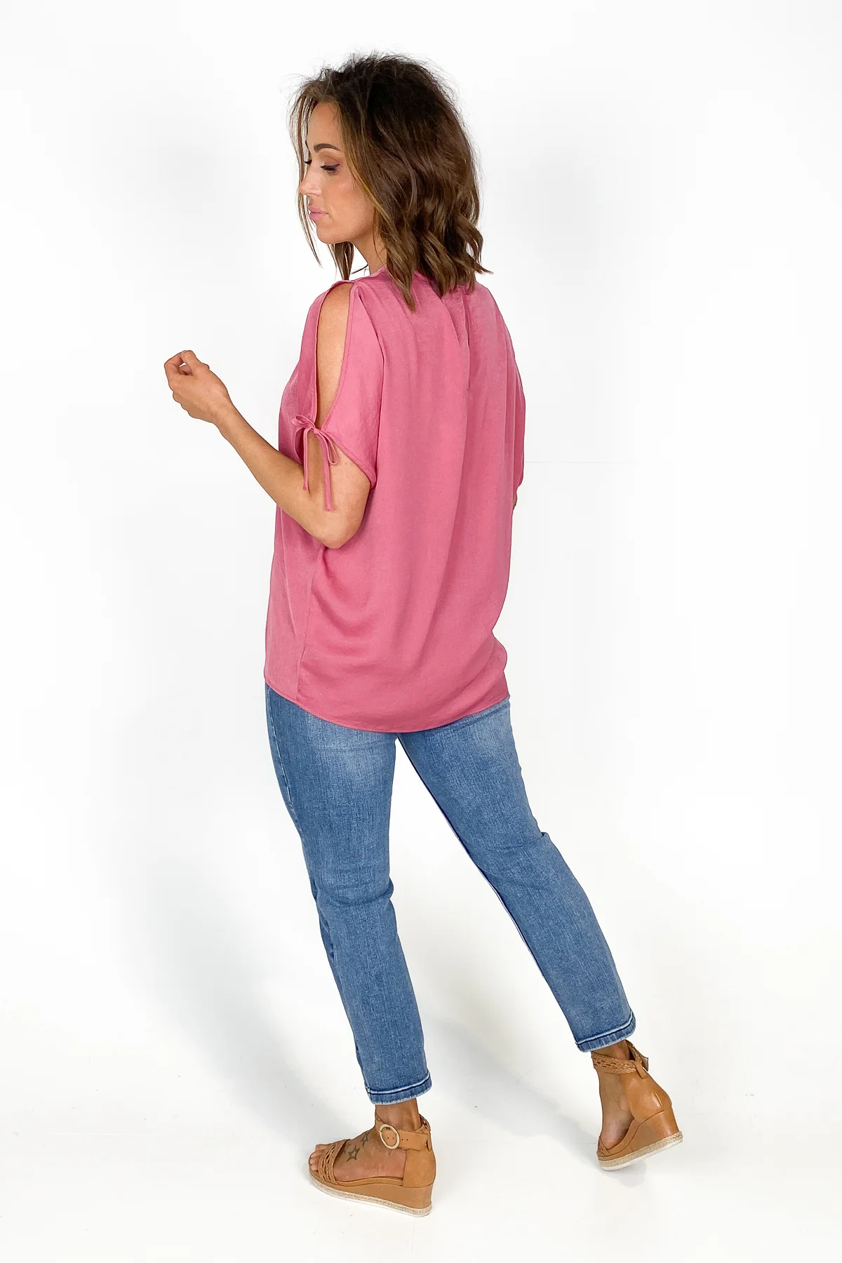 Shine On Label Willow Cold Shoulder Top Rose Pink - Image 8