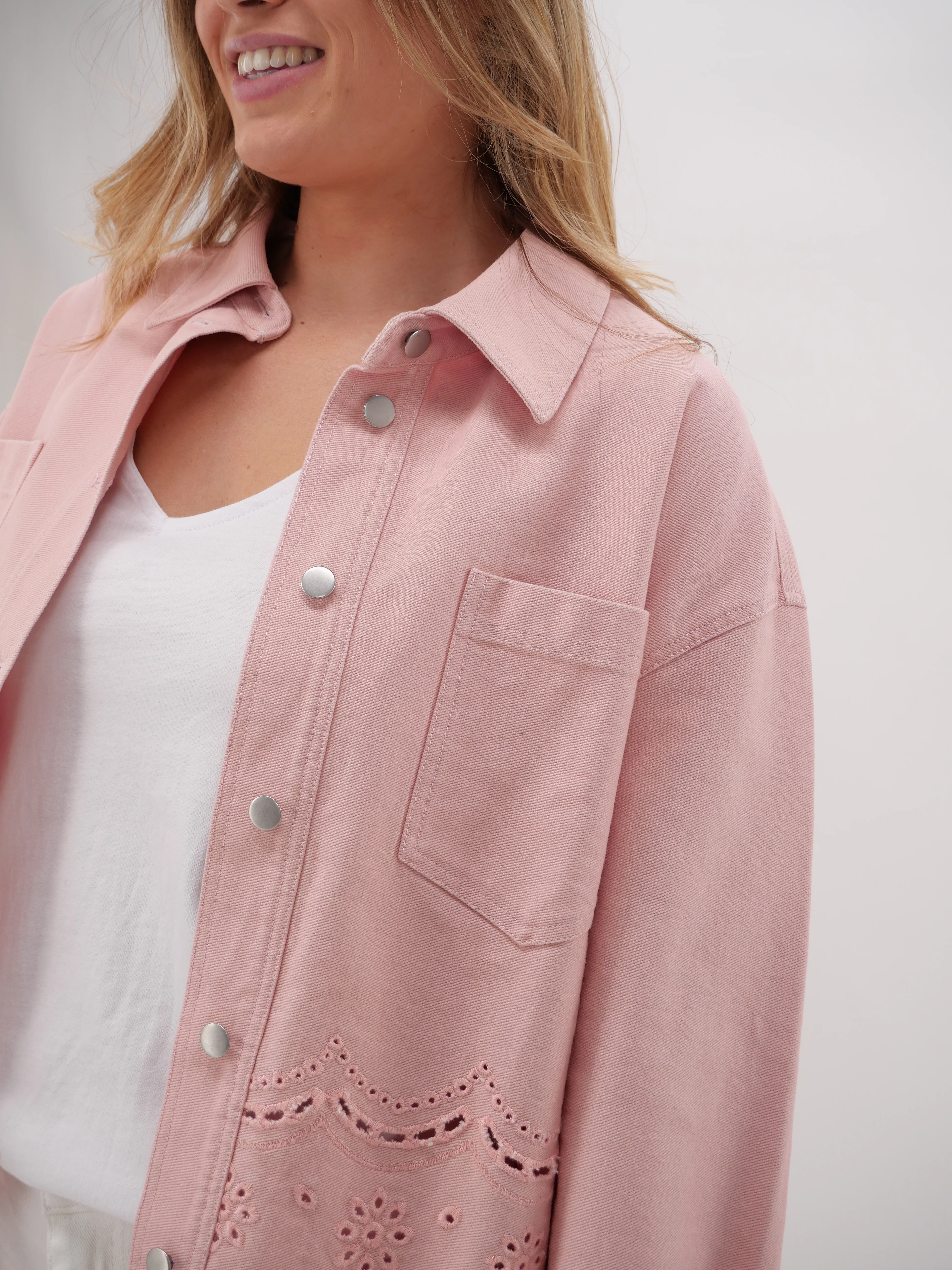 Shine On Label Zariyah Embroidered Shacket Pink - Image 8