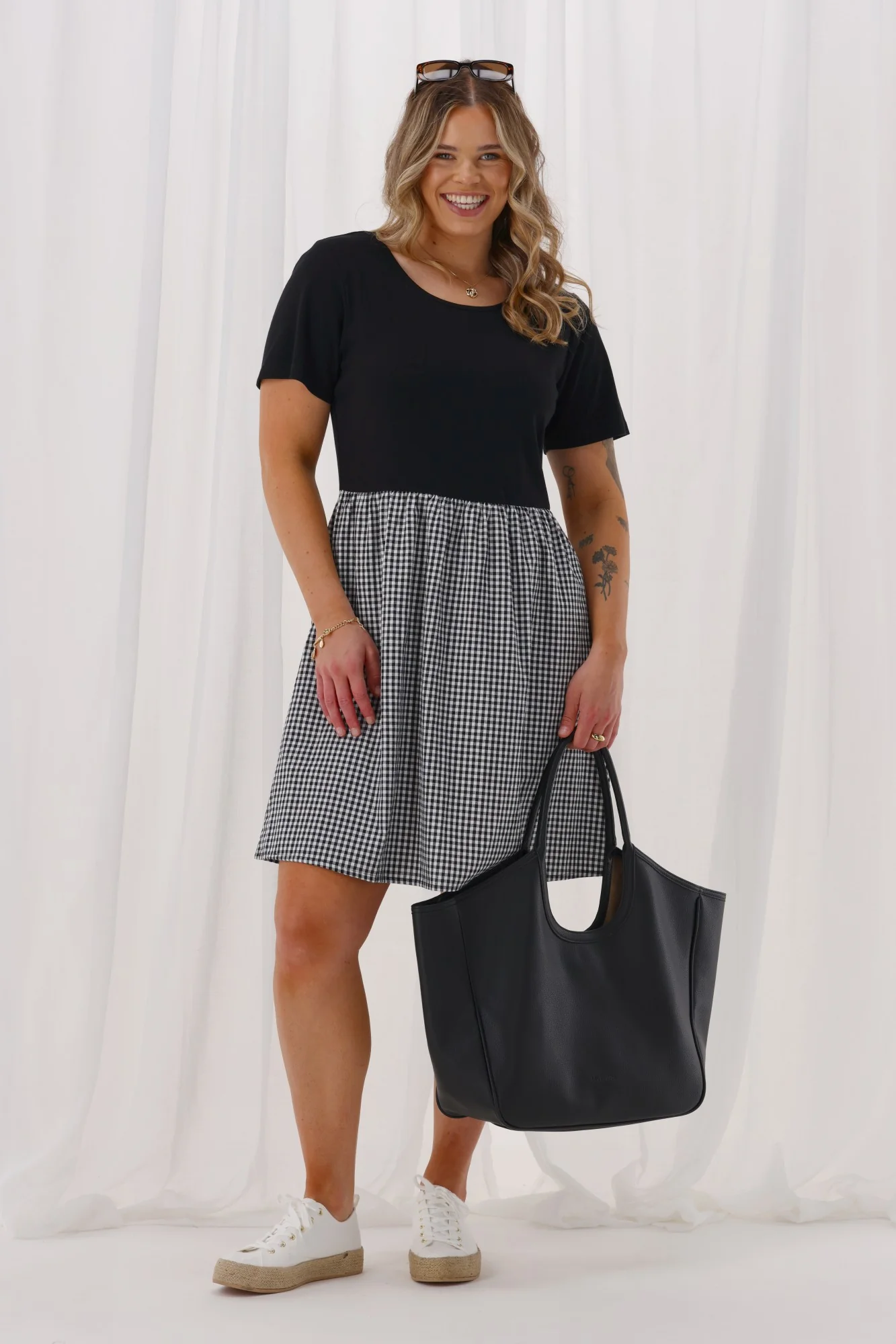 Shine On Label Zenira Dress Black & Gingham