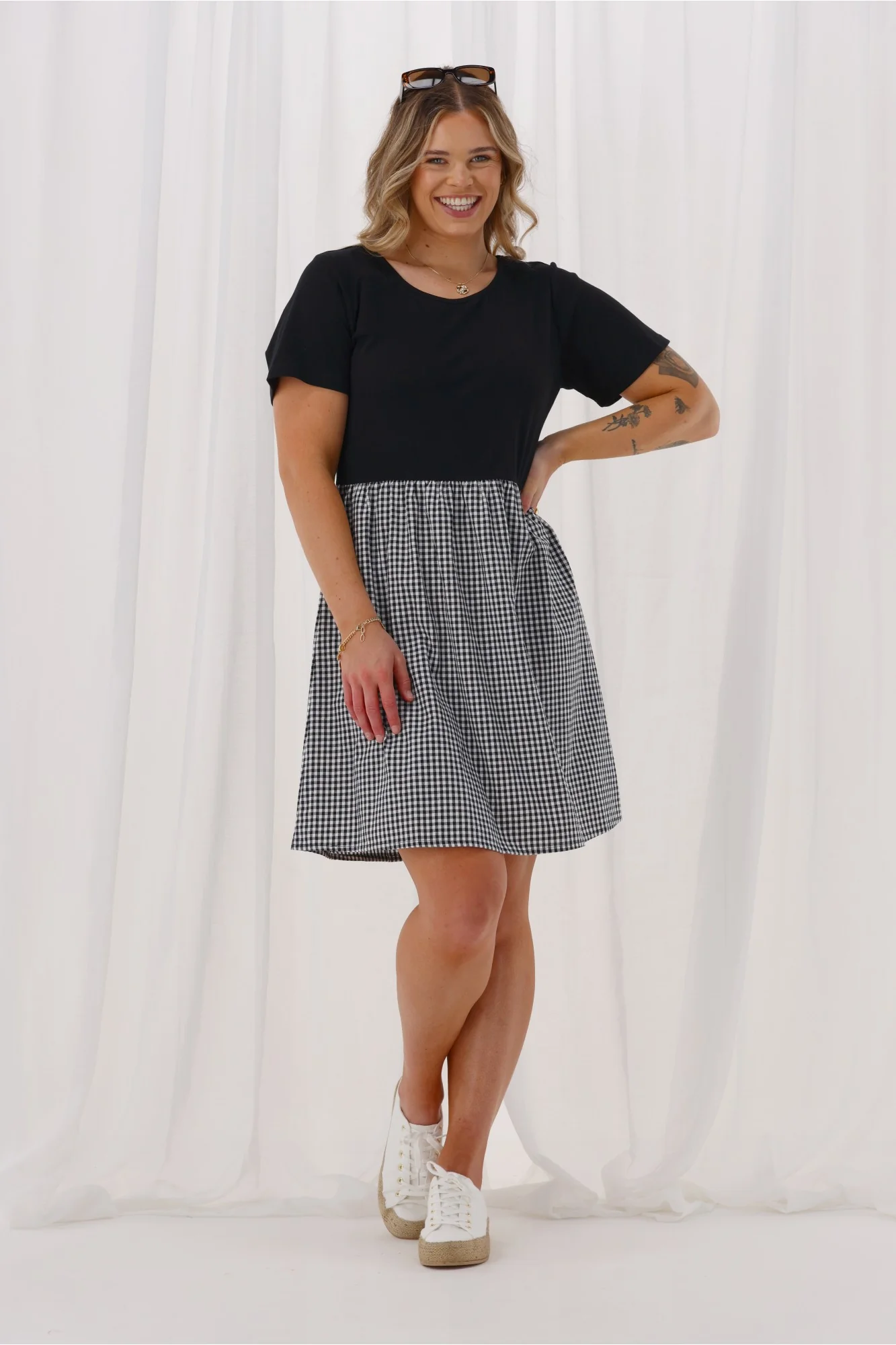 Shine On Label Zenira Dress Black & Gingham - Image 3