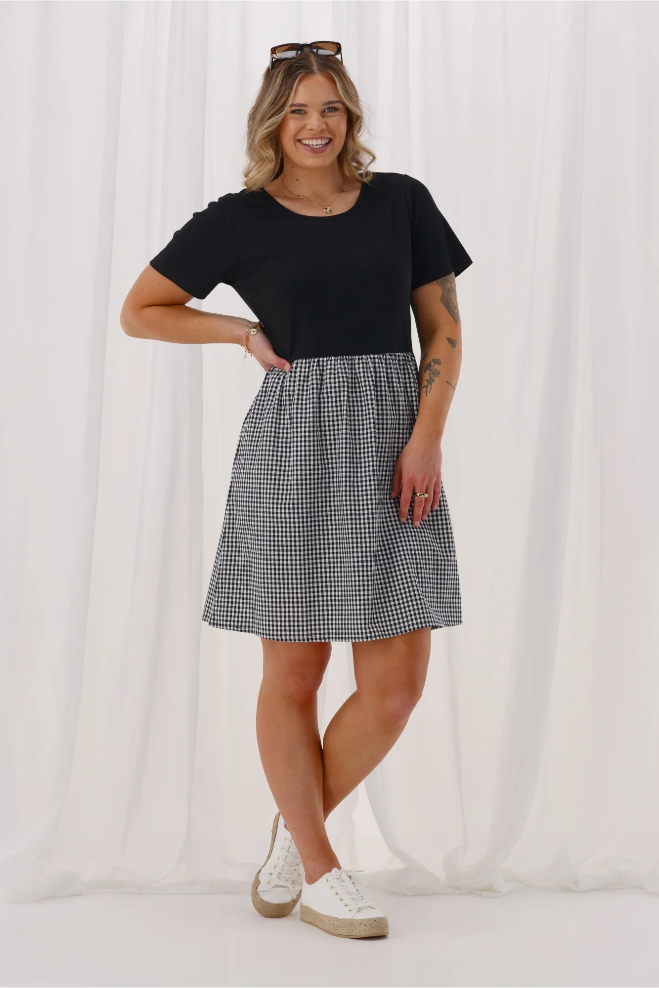 Shine On Label Zenira Dress Black & Gingham - Image 5