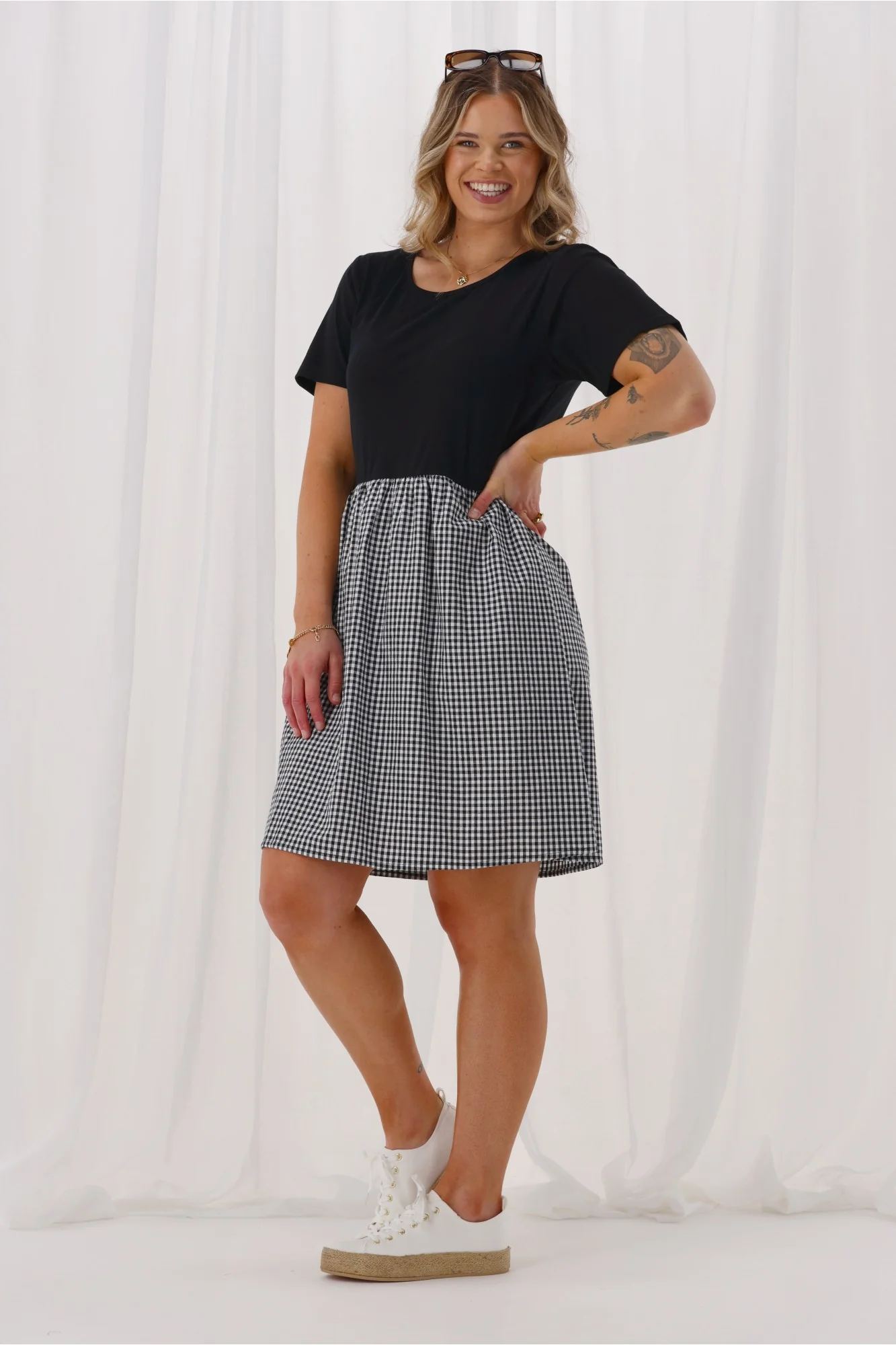 Shine On Label Zenira Dress Black & Gingham - Image 6