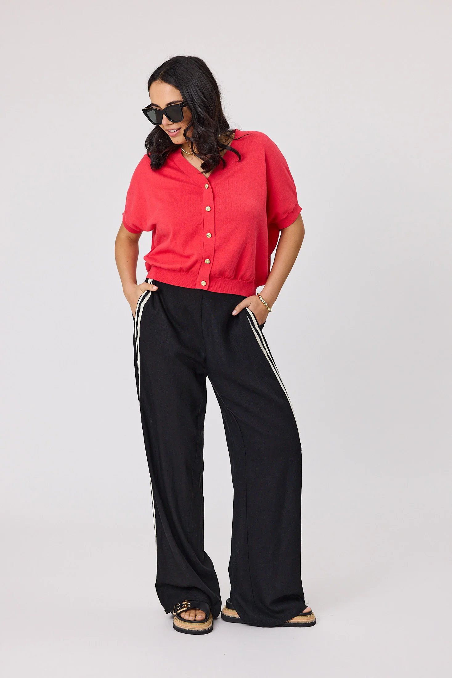 Shine On Label Zosia Batwing Cardigan Coral Red - Image 5