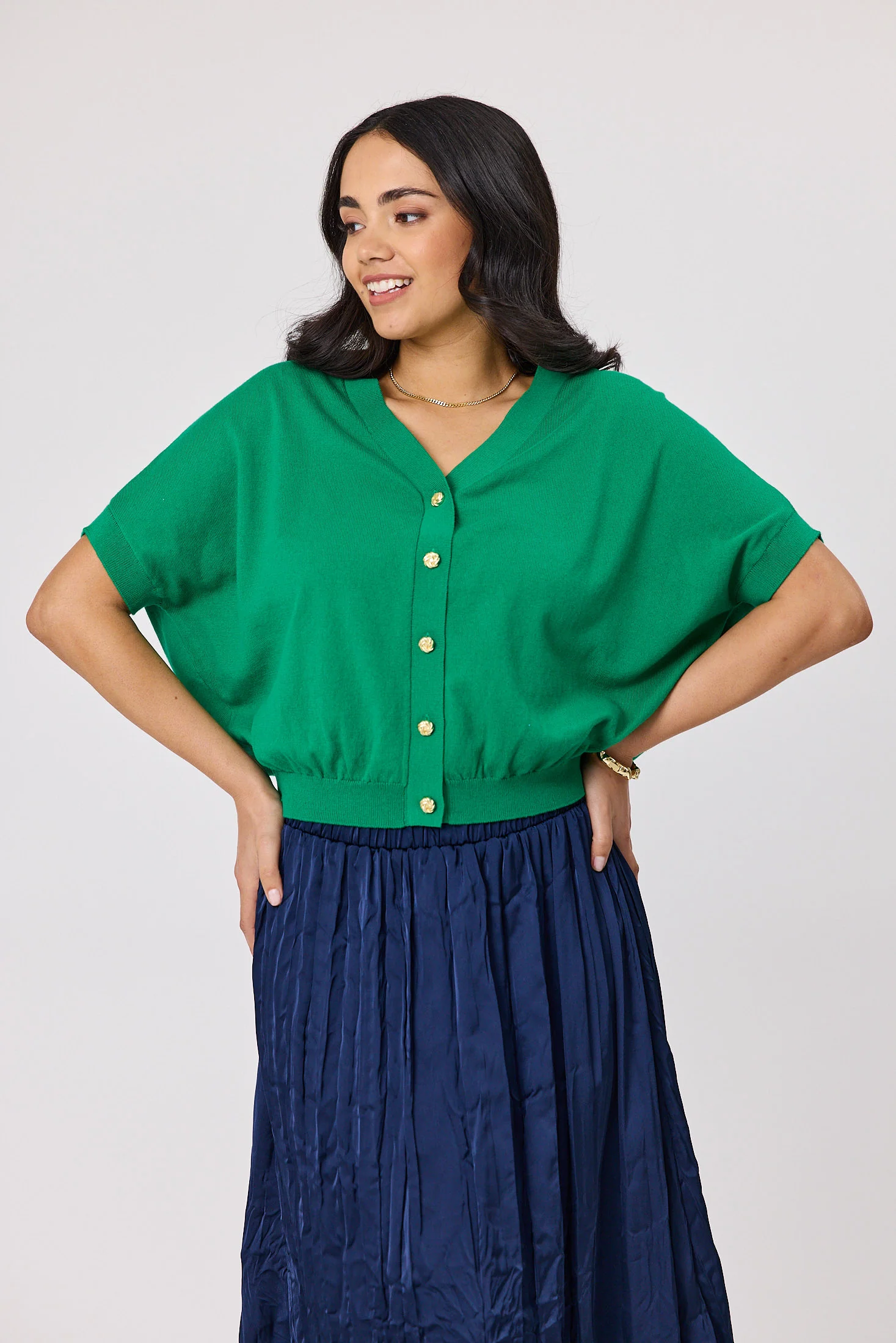 Shine On Label Zosia Batwing Cardigan Green - Image 2