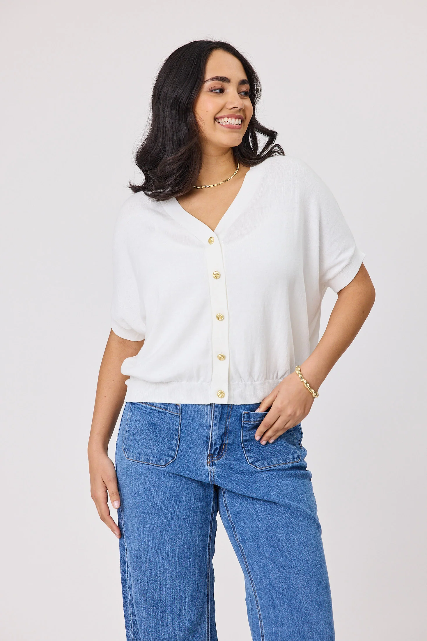 Shine On Label Zosia Batwing Cardigan White - Image 2