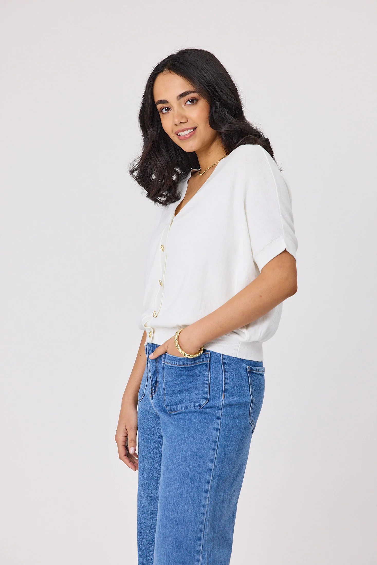 Shine On Label Zosia Batwing Cardigan White - Image 3