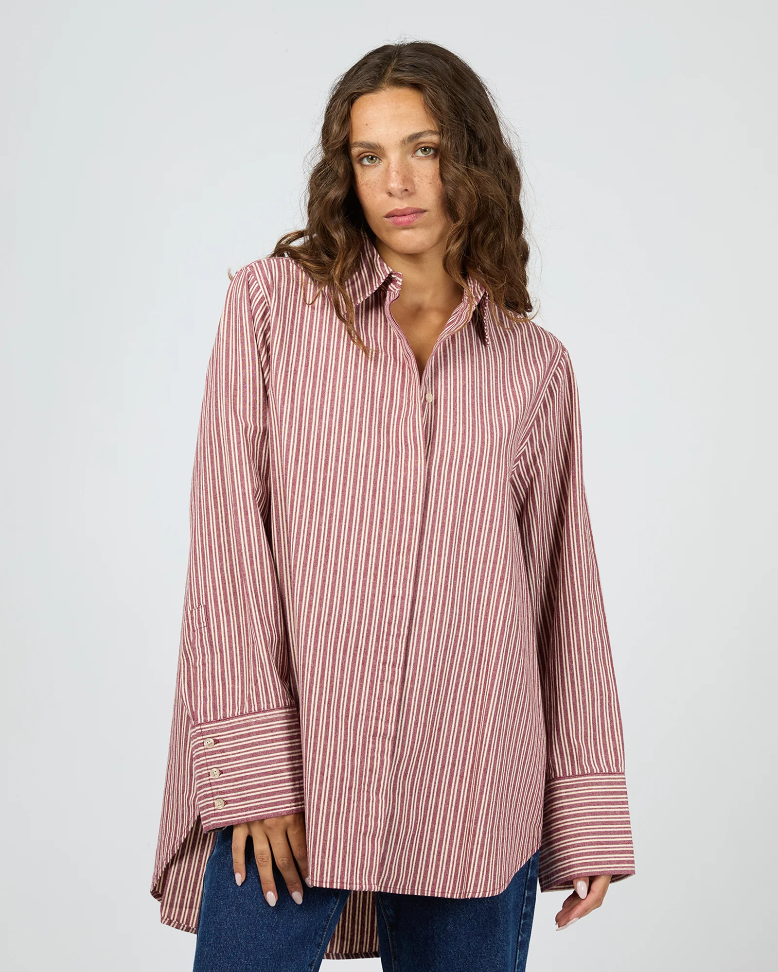 Silent Theory Bordeaux Long Sleeve Shirt Cherry - Image 2