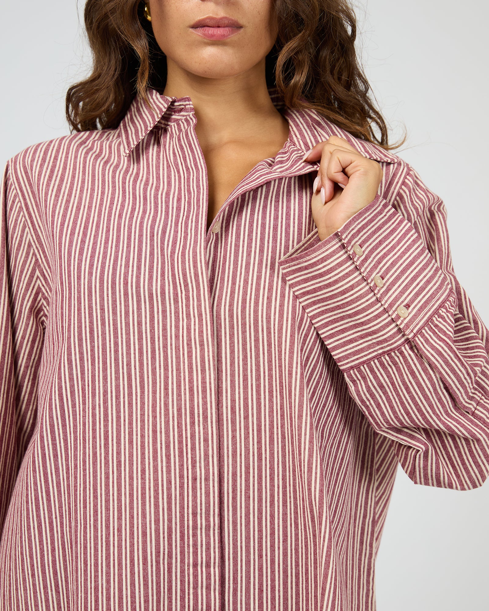 Silent Theory Bordeaux Long Sleeve Shirt Cherry - Image 4