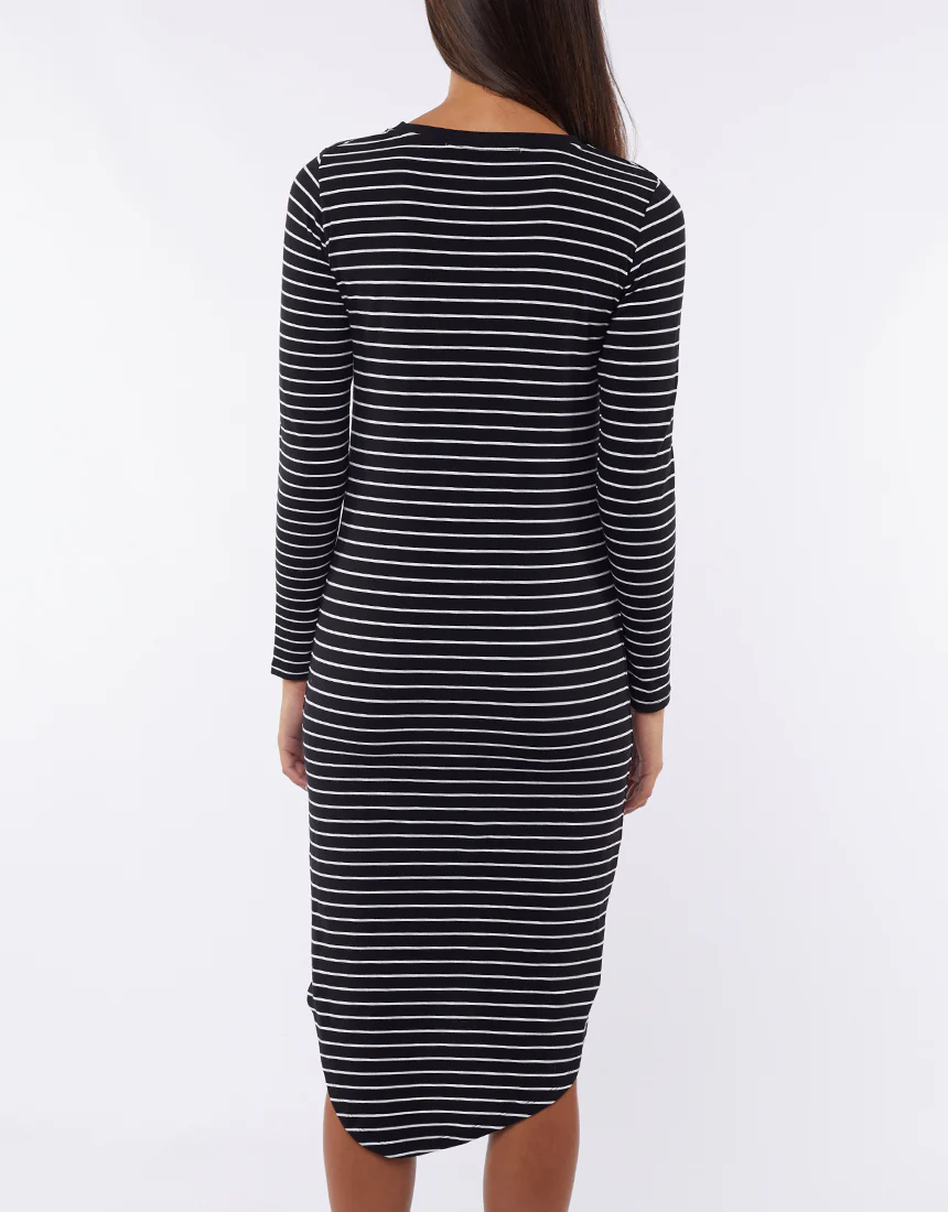 Silent Theory Dress Infinity L/S Black/White Stripe - Image 5