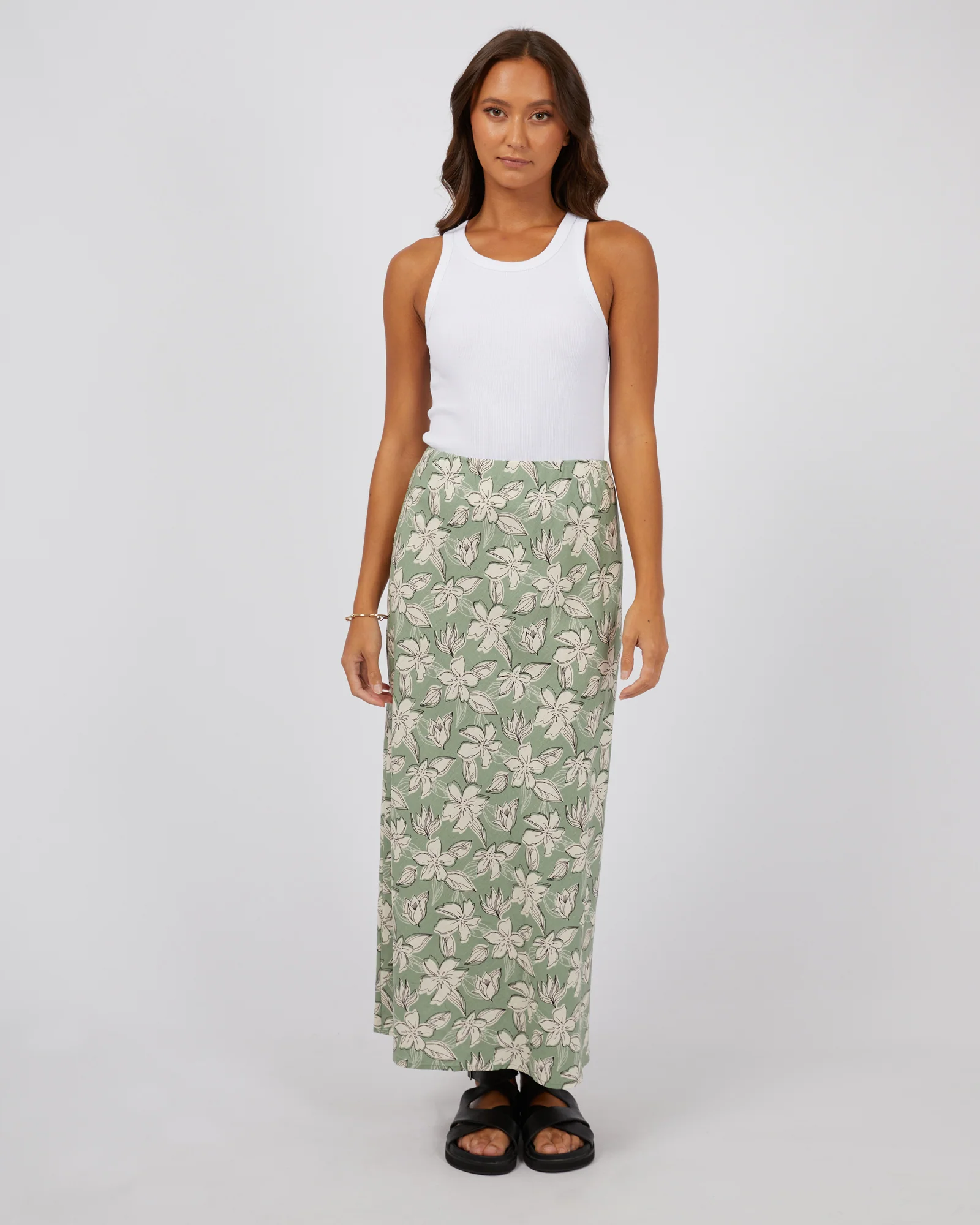 Silent Theory Eden Maxi Skirt Sage - Image 3