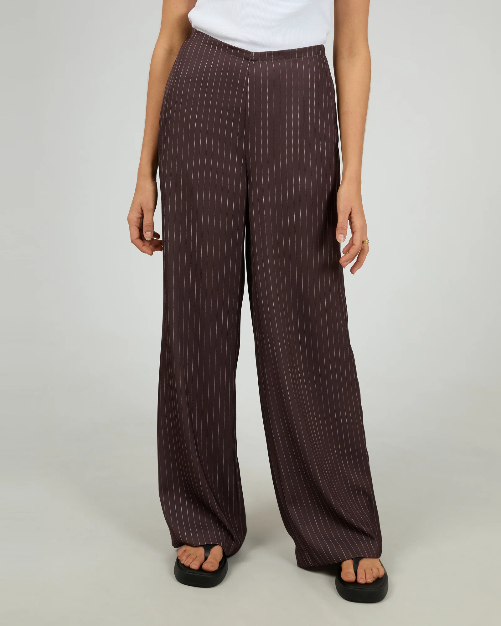 Silent Theory Eden Pinstripe Pant Chocolate - Image 2