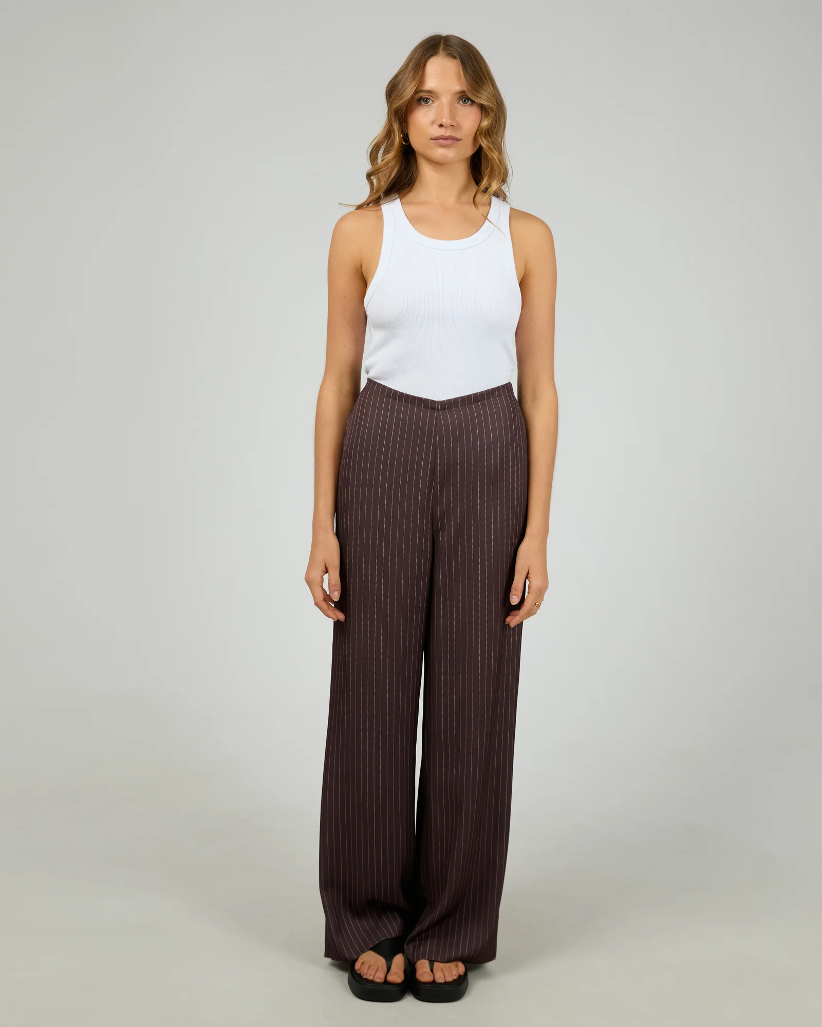 Silent Theory Eden Pinstripe Pant Chocolate - Image 4