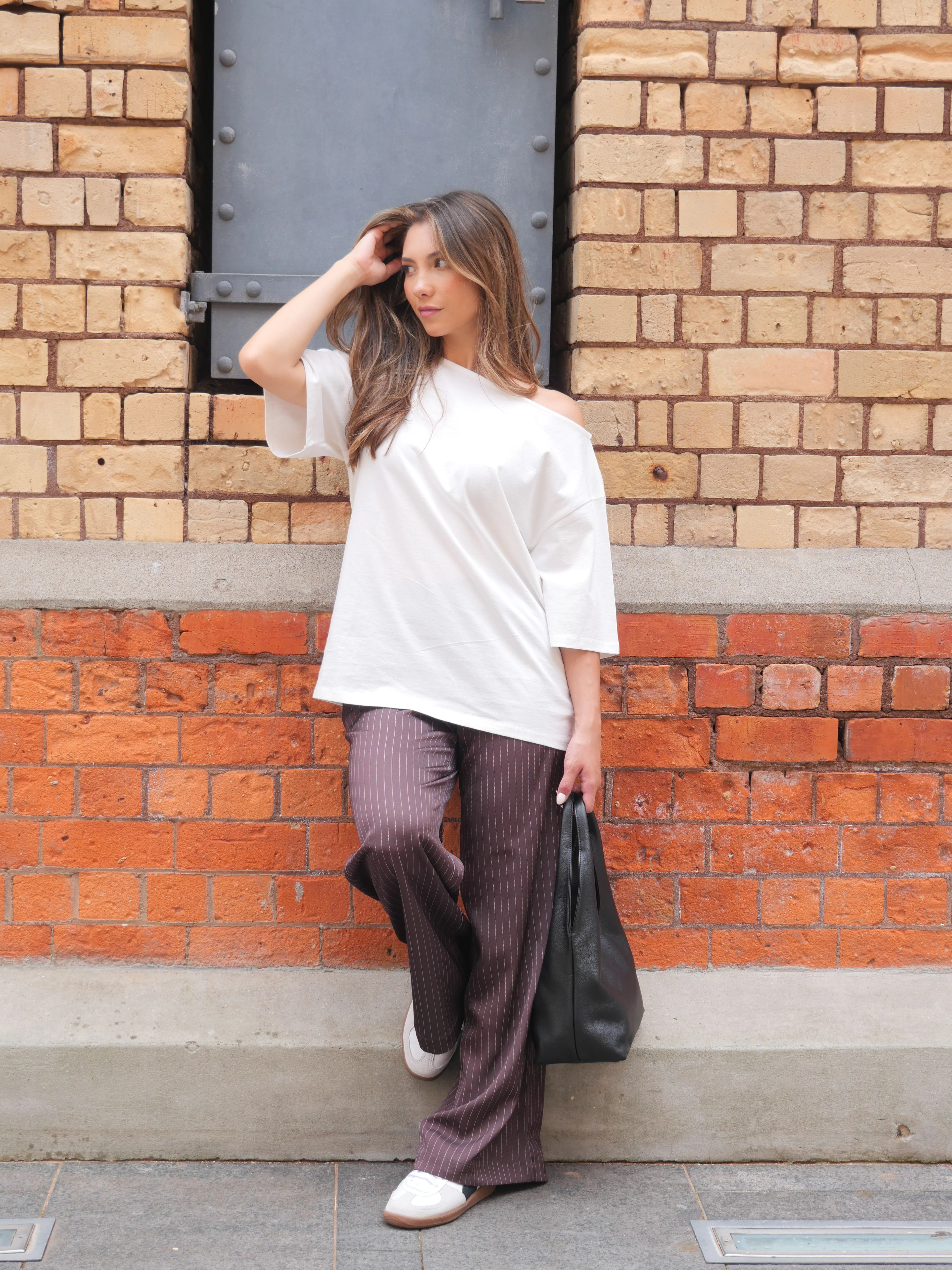 Silent Theory Eden Pinstripe Pant Chocolate - Image 7